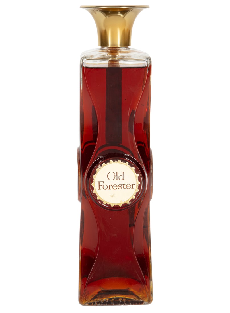 Old Forester Bottled-in-Bond Kentucky Straight Bourbon Whiskey in Decanter: Old Forester Bottled-in-Bond Kentucky Straight Bourbon Whiskey in Decanter1 bottle, 4/5 qt., green tax strip with "Made 1954/Bottled 1959", green Louisiana tax stamp and turquoise New Orleans tax stam