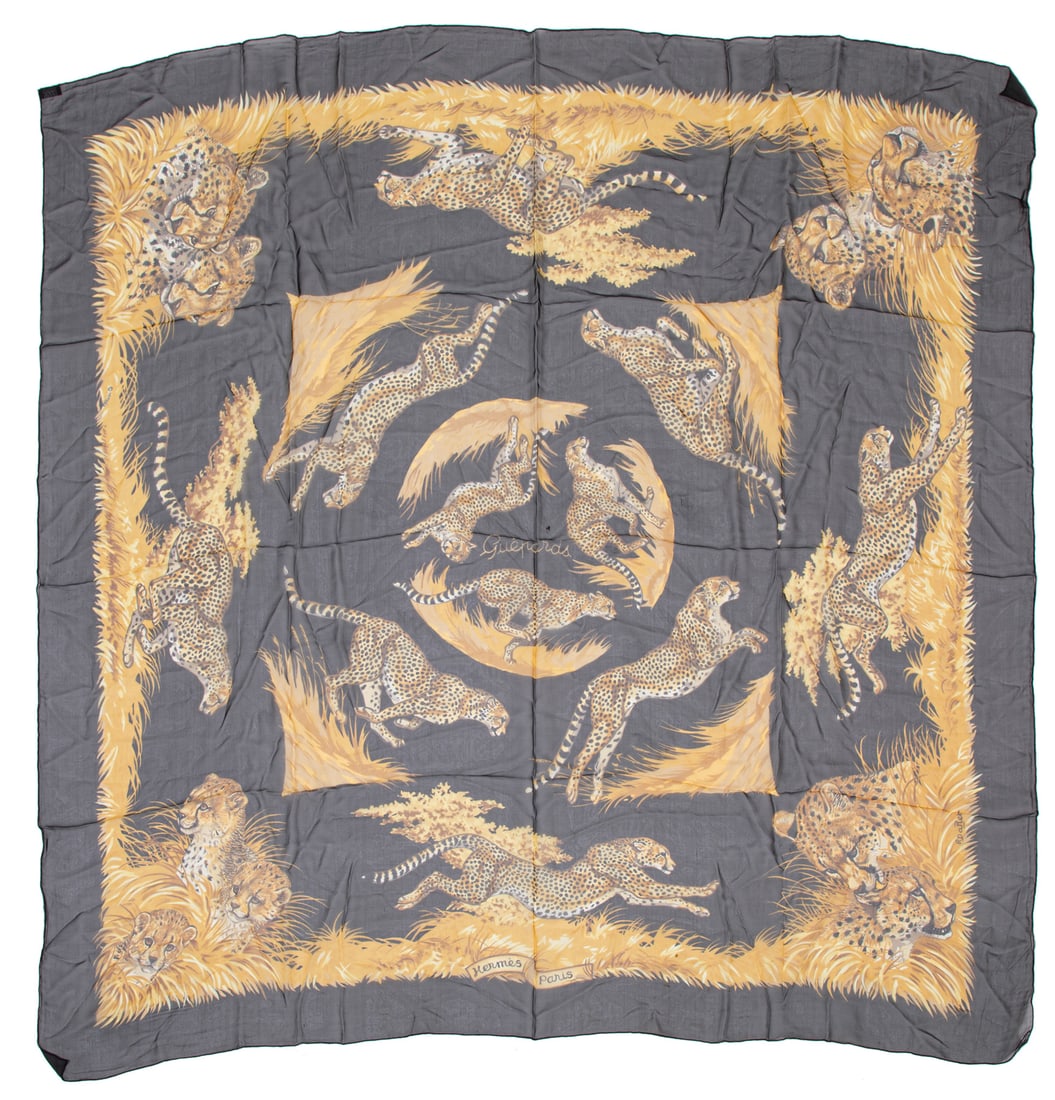 Hermes [Hermes] Guepards Silk Chiffon Scarf (1 of 2)