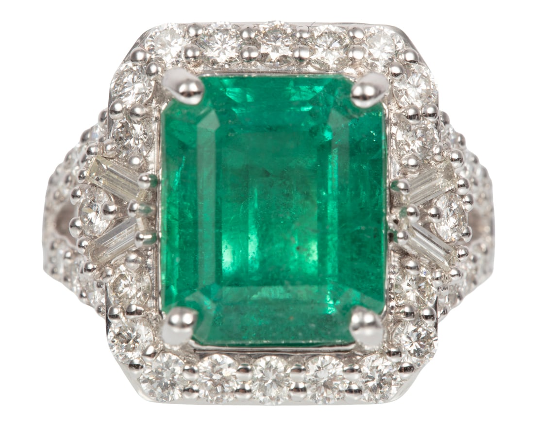 Platinum, Emerald and Diamond Ring (1 of 6)