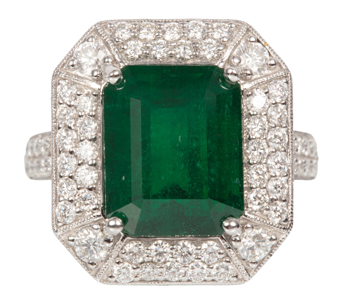 Platinum, Emerald and Diamond Ring (1 of 6)