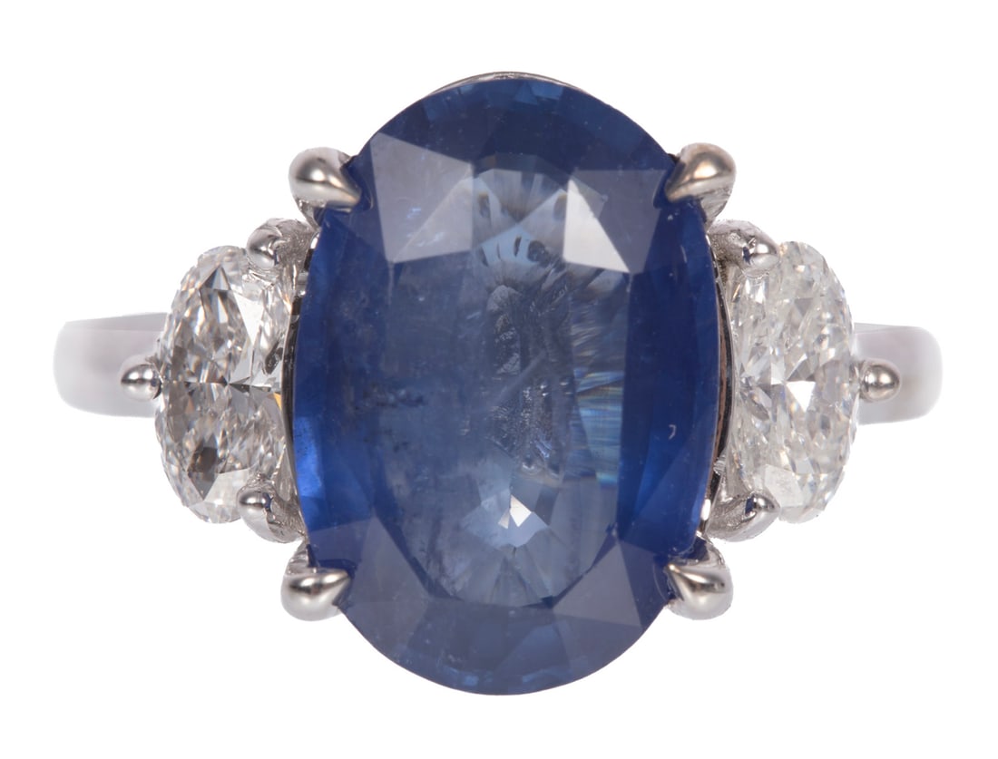 Platinum, Ceylon Sapphire and Diamond Ring (1 of 7)