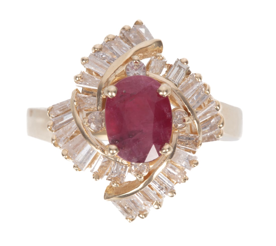 14 kt. Yellow Gold, Ruby and Diamond Ring (1 of 4)