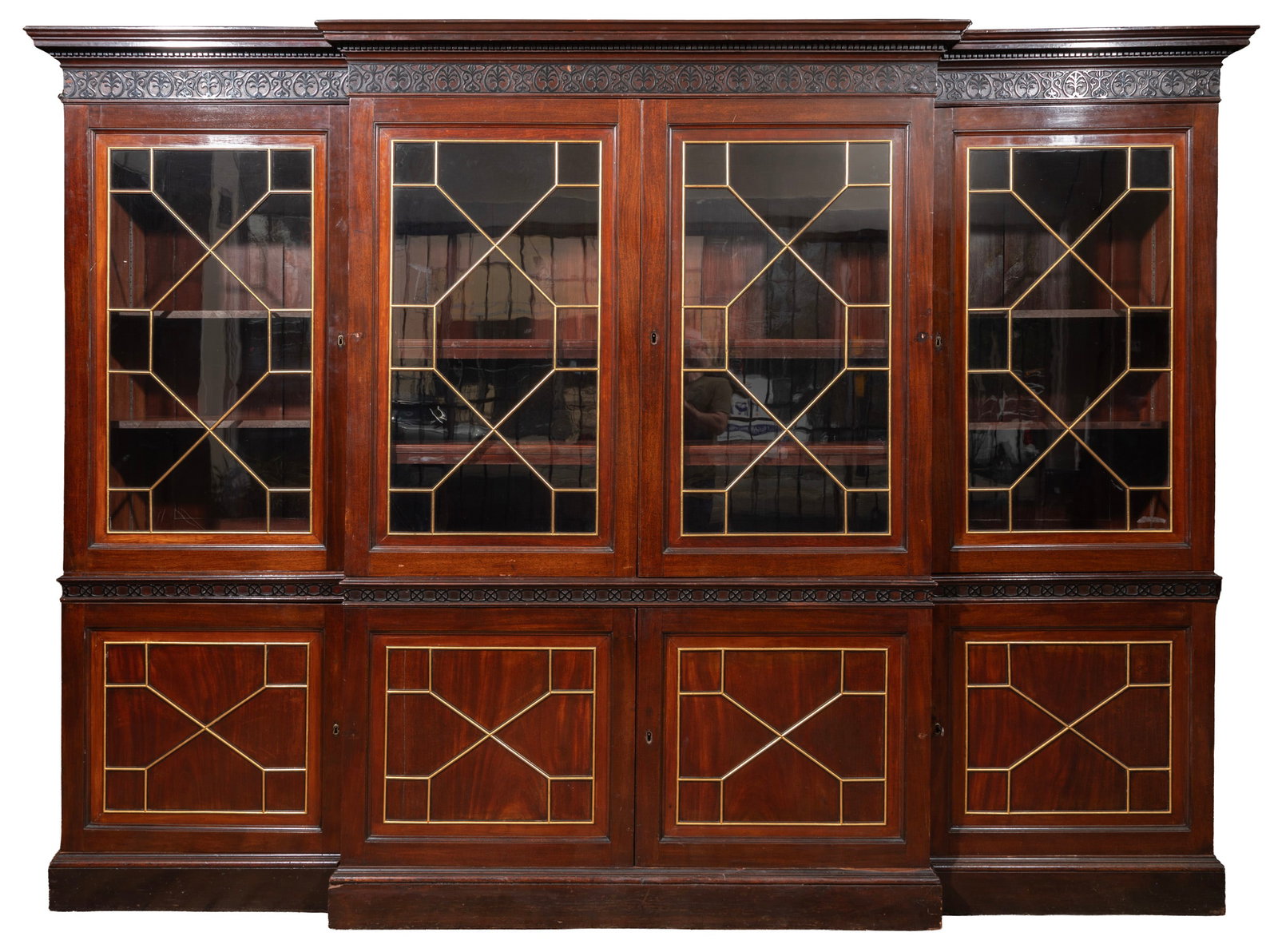 Fine George III Parcel Gilt Mahogany Breakfront Bookcase (1 of 3)