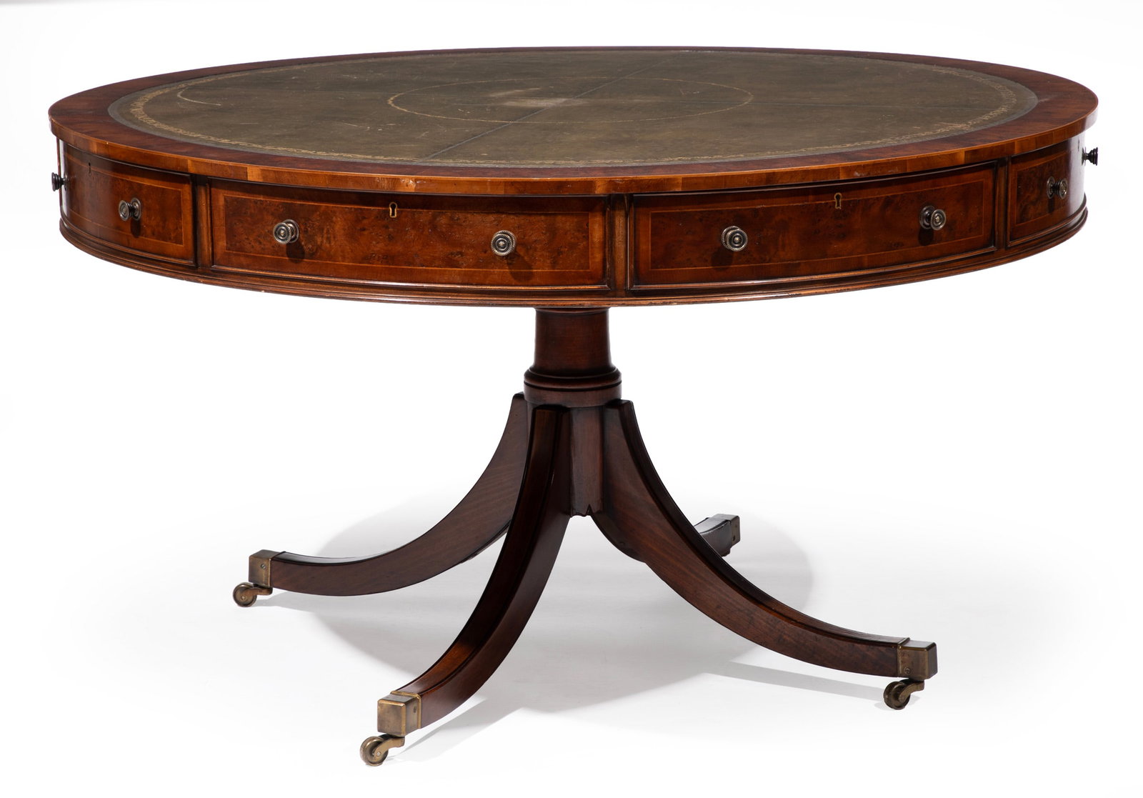 Georgian-Style Inlaid Yew Drum/Rent Table (1 of 4)