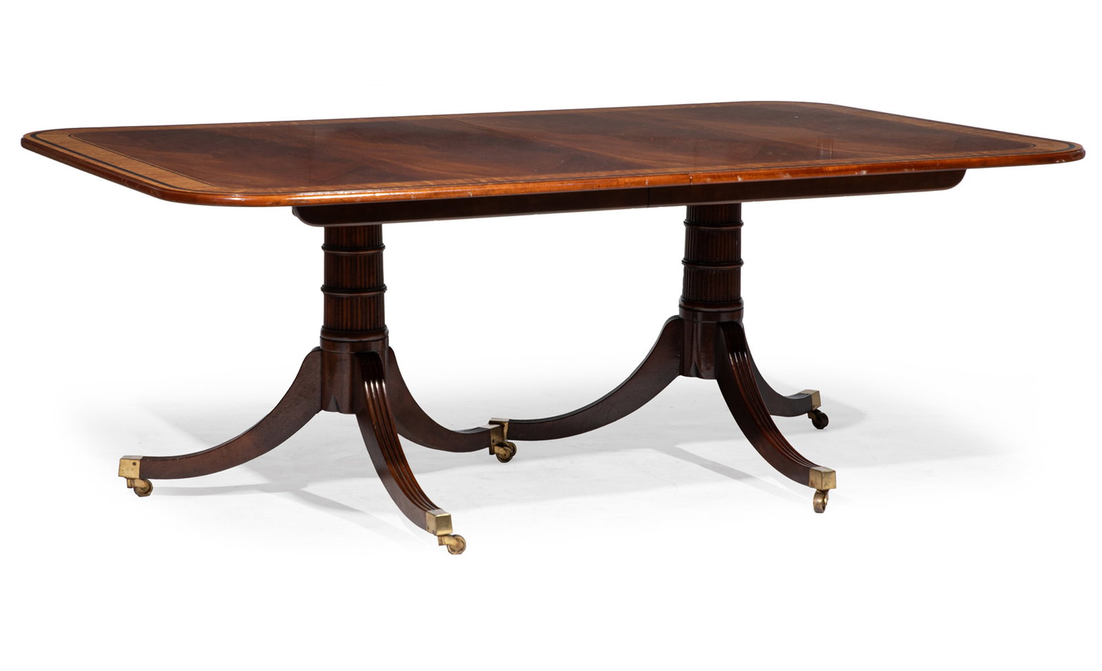 George III-Style Figured Mahogany and Rosewood and Satinwood inlaid Dining Table (1 of 4)