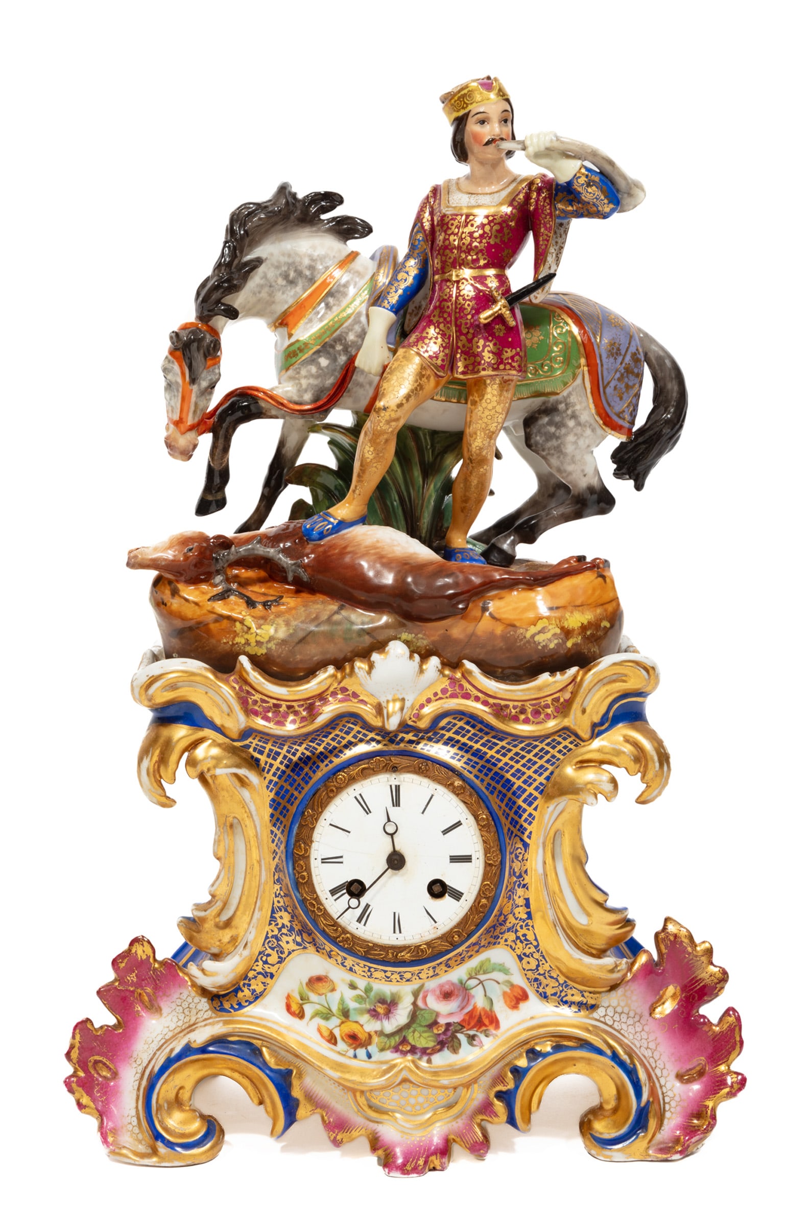 Paris Porcelain Polychrome and Gilt-Decorated Figural Mantel Clock (1 of 5)