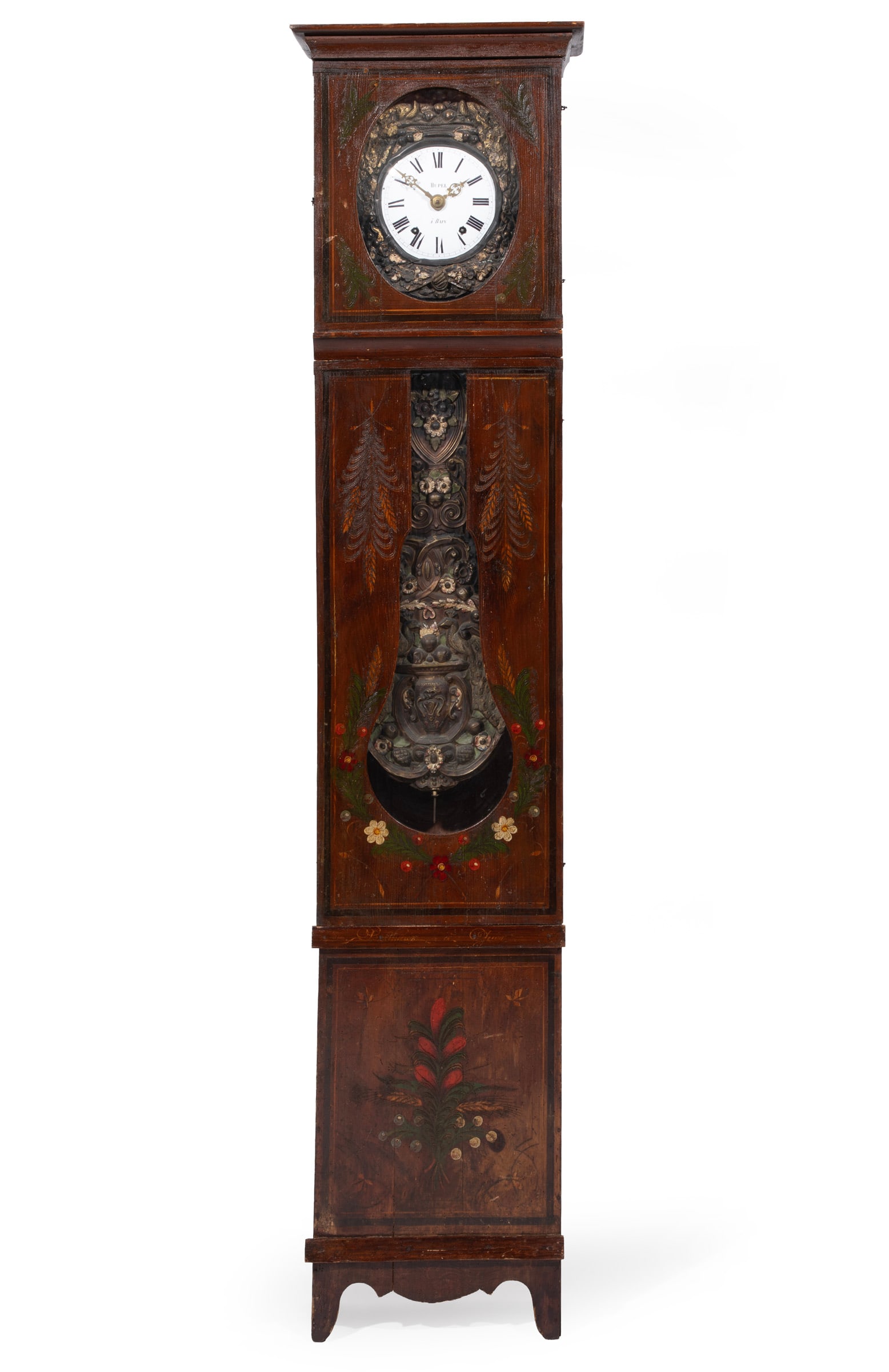 French Provincial Painted Morbier Tall Case Clock (1 of 3)