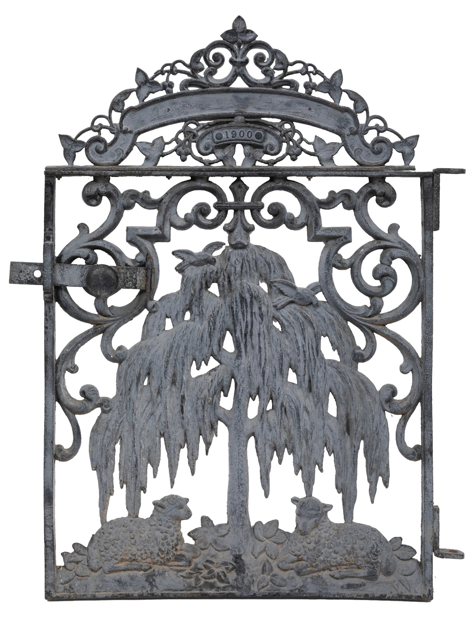 Antique American "Lamb and Willow" Cast-Iron Gate (1 of 3)