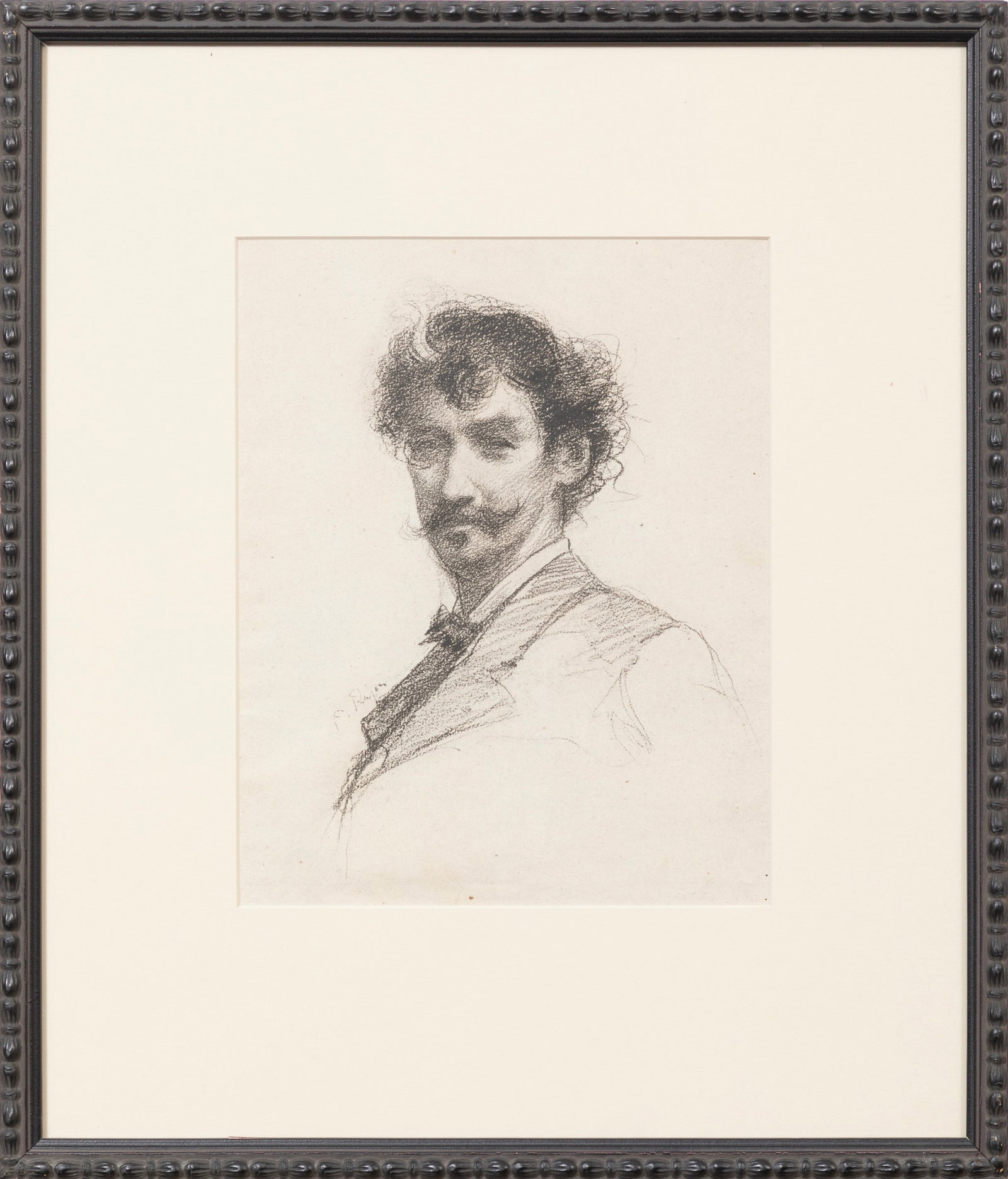 Paul Adolphe Rajon, French 1843-1888, "Portrait of James McNeill Whistler", lithograph on paper (1 of 3)