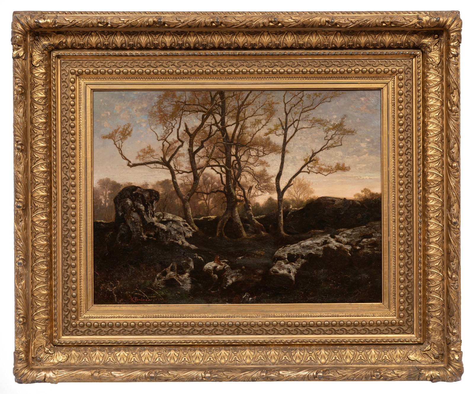 Karl Bodmer, Swiss/France 1809-1893, "Forest of Fontainebleau", oil on canvas (1 of 3)