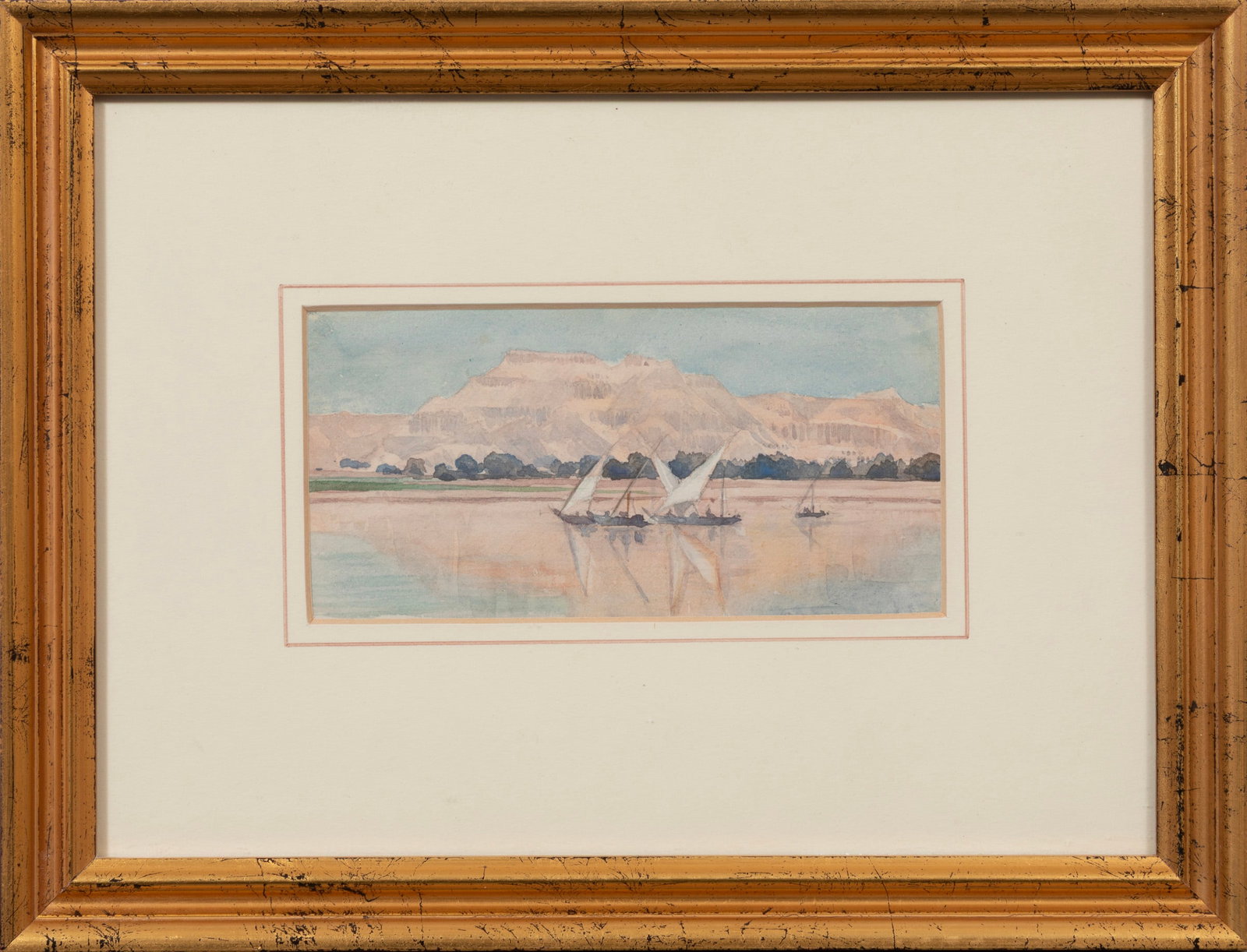 Continental School 19th c., "River View", watercolor on paper (1 of 2)