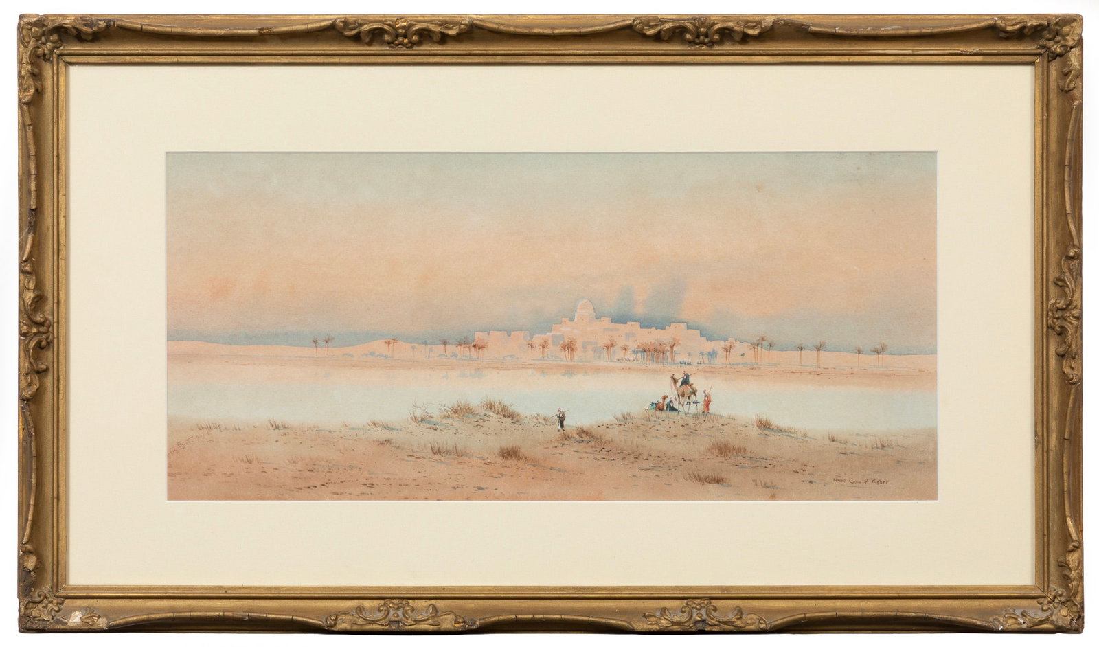 Harris Brett, British 19th/20th c., "Near Gow el Kerber [sic]", watercolor on paper: Harris Brett British, 19th/20th c. "Near Gow el Kerber [sic]" watercolor on paper 1907, signed and dated lower left, titled lower right, framed. Provenance: Collection of Cynthia A. Samuel, New Orlean