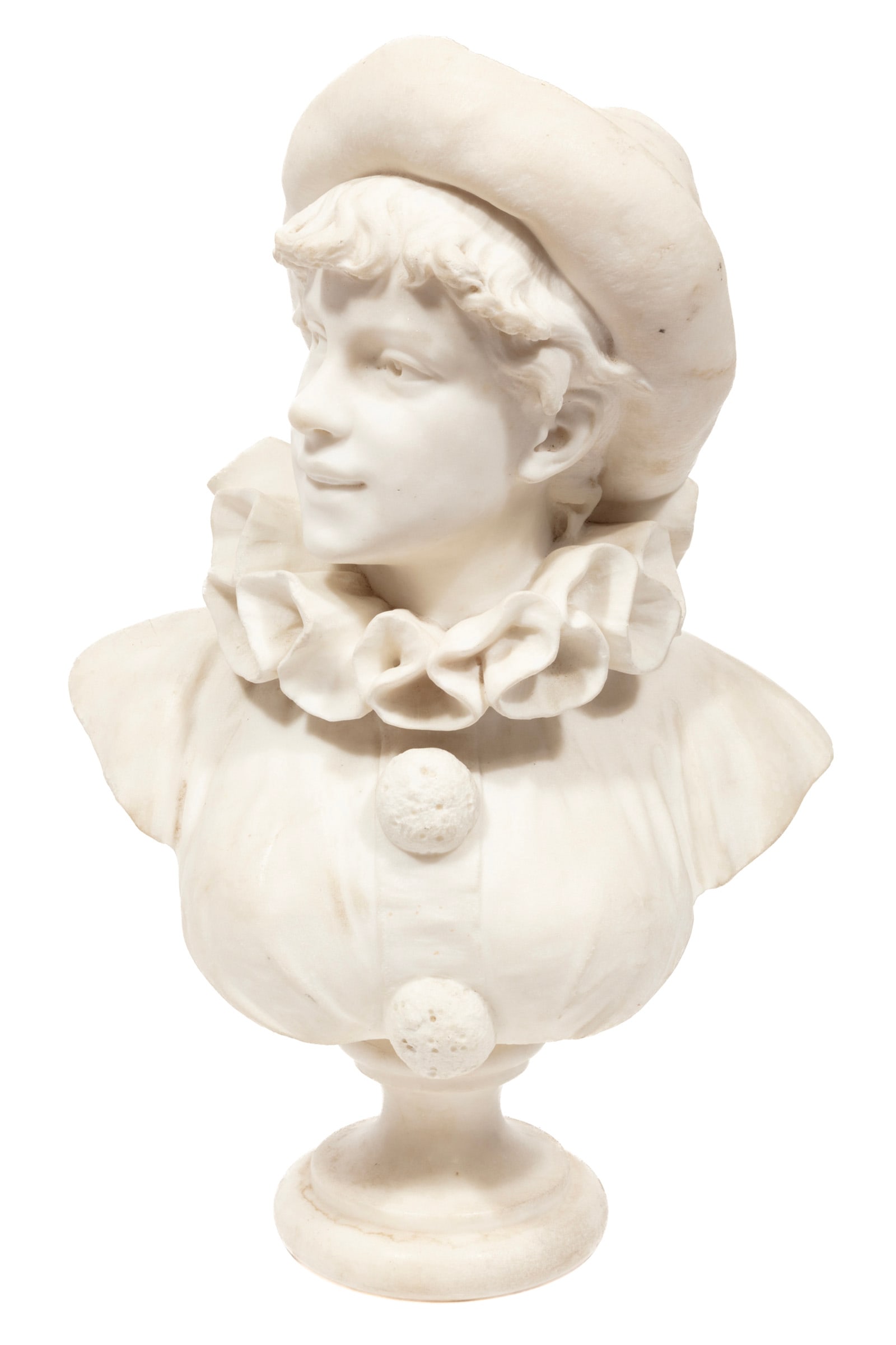 Antonio Piazza, Italian 1875-1925, "Bust of Pierrette", Carrara marble (1 of 5)