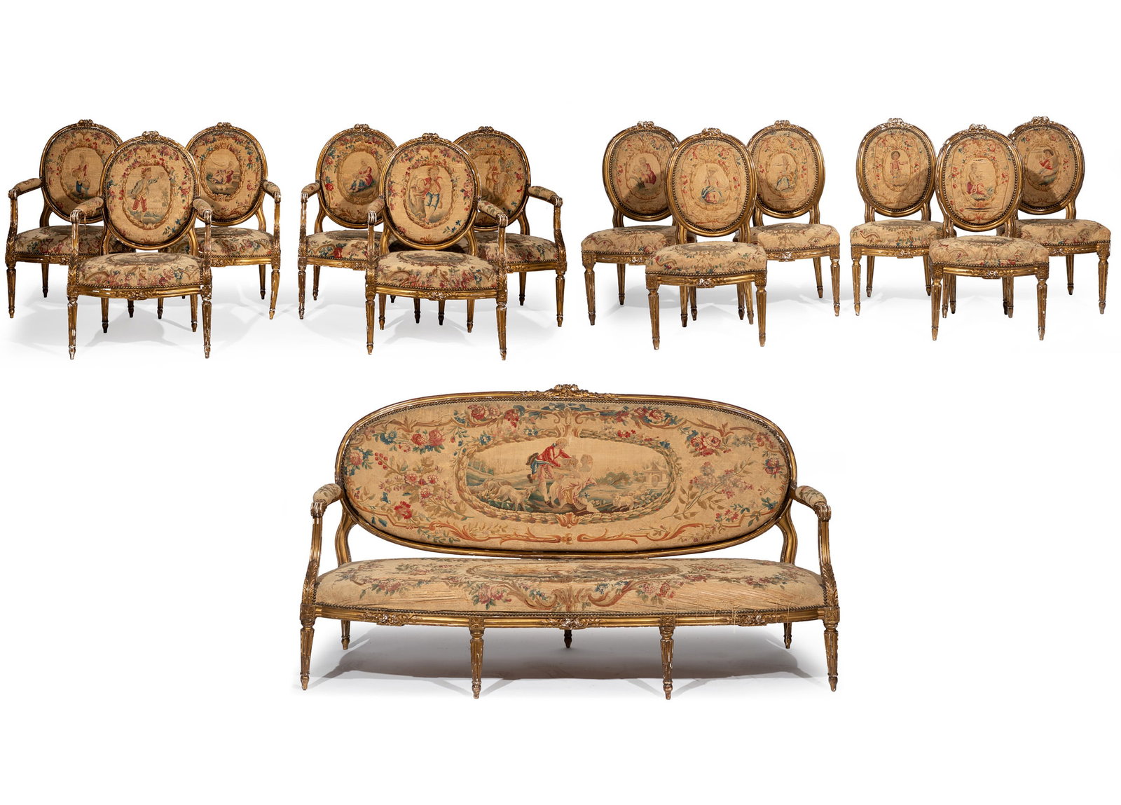 Fine Louis XVI Giltwood and Aubusson Tapestry Parlor Suite (1 of 12)