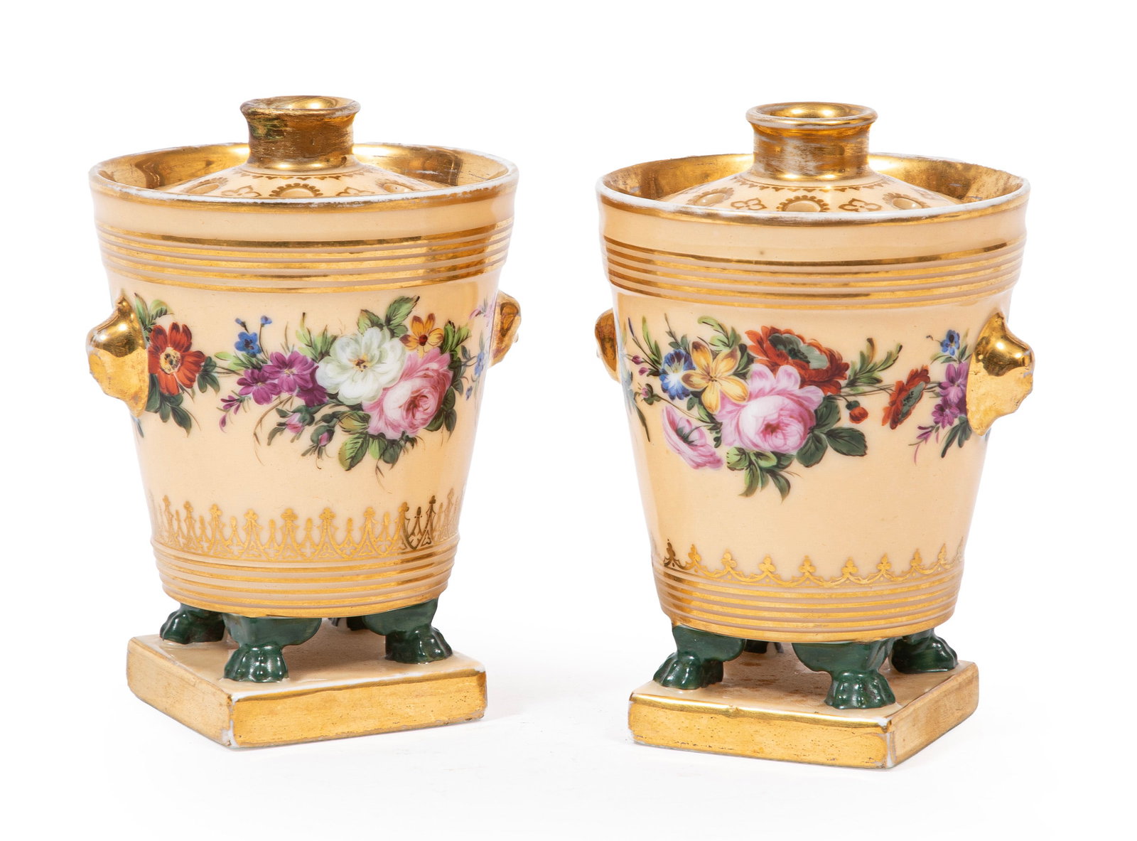 Pair of Paris Porcelain Painted and Gilt Porcelain Lidded Bough Pots (1 of 3)
