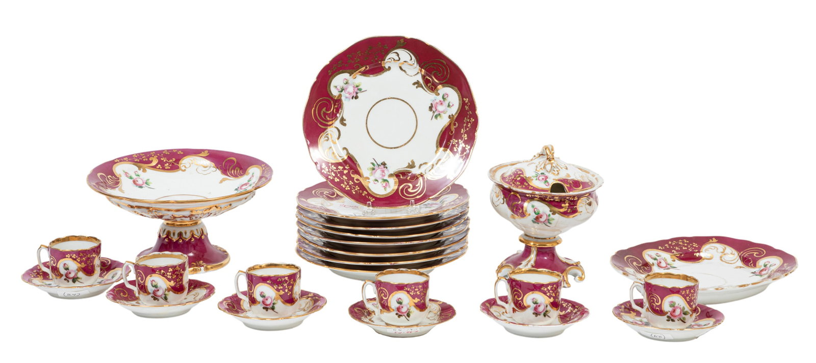 Paris Porcelain Polychrome and Gilt Decorated Partial Dessert Service (1 of 3)