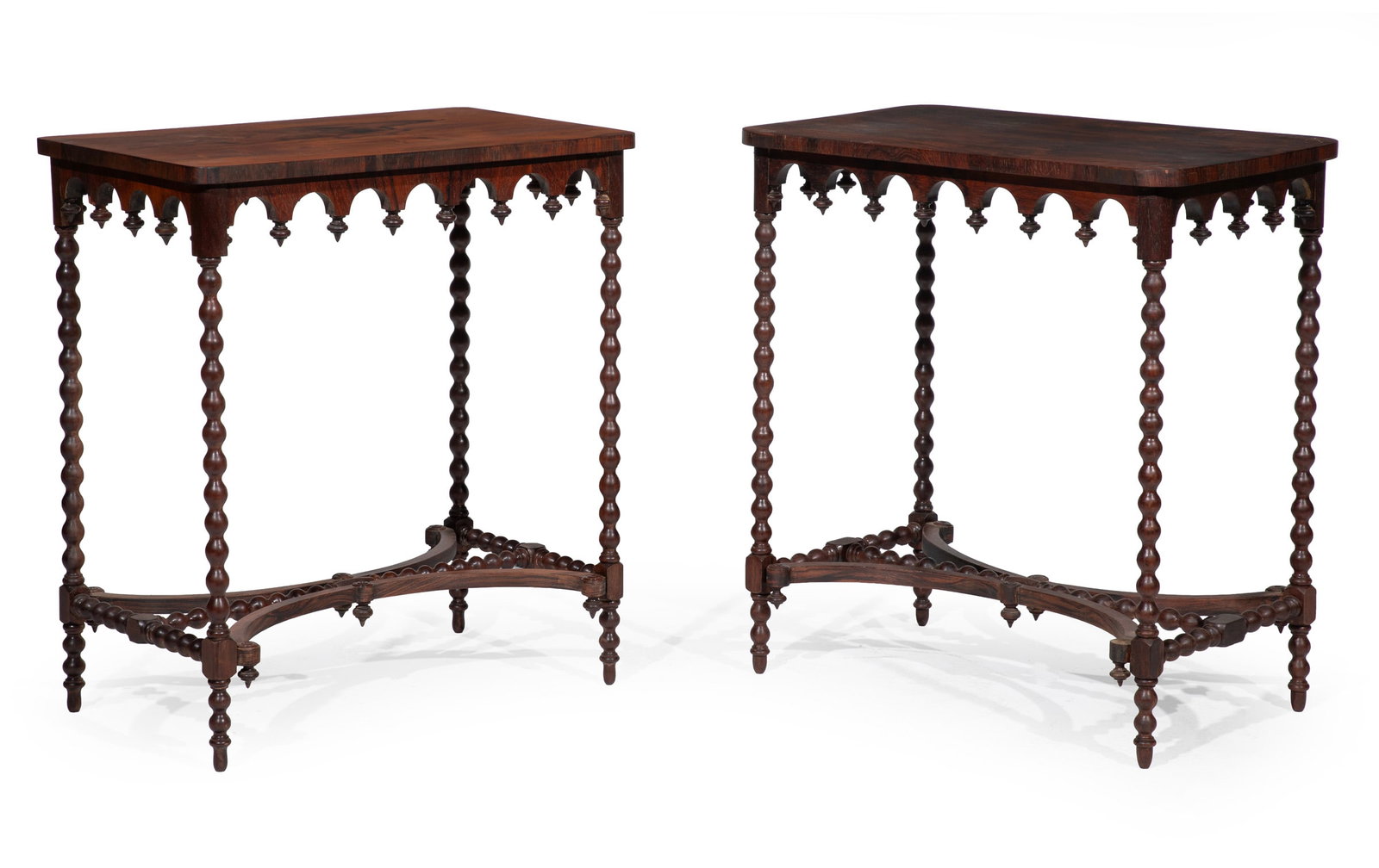 Pair of American Gothic Revival Carved and Faux Grained Rosewood Sidetables (1 of 4)