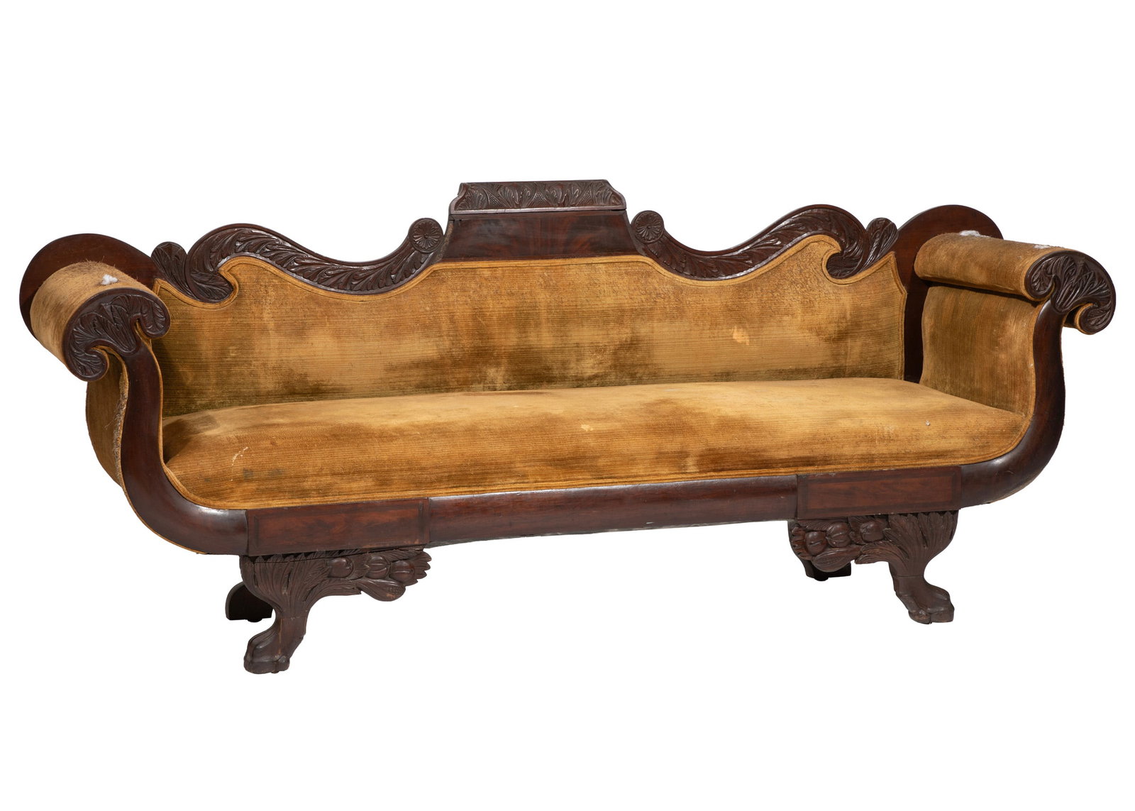 American Classical Carved Mahogany Settee (1 of 4)