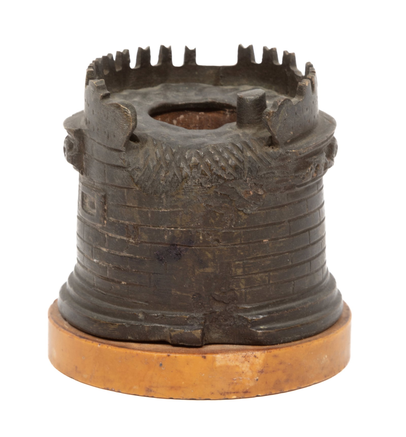 Grand Tour Patinated Bronze and Yellow Sienna Marble Inkwell (1 of 2)