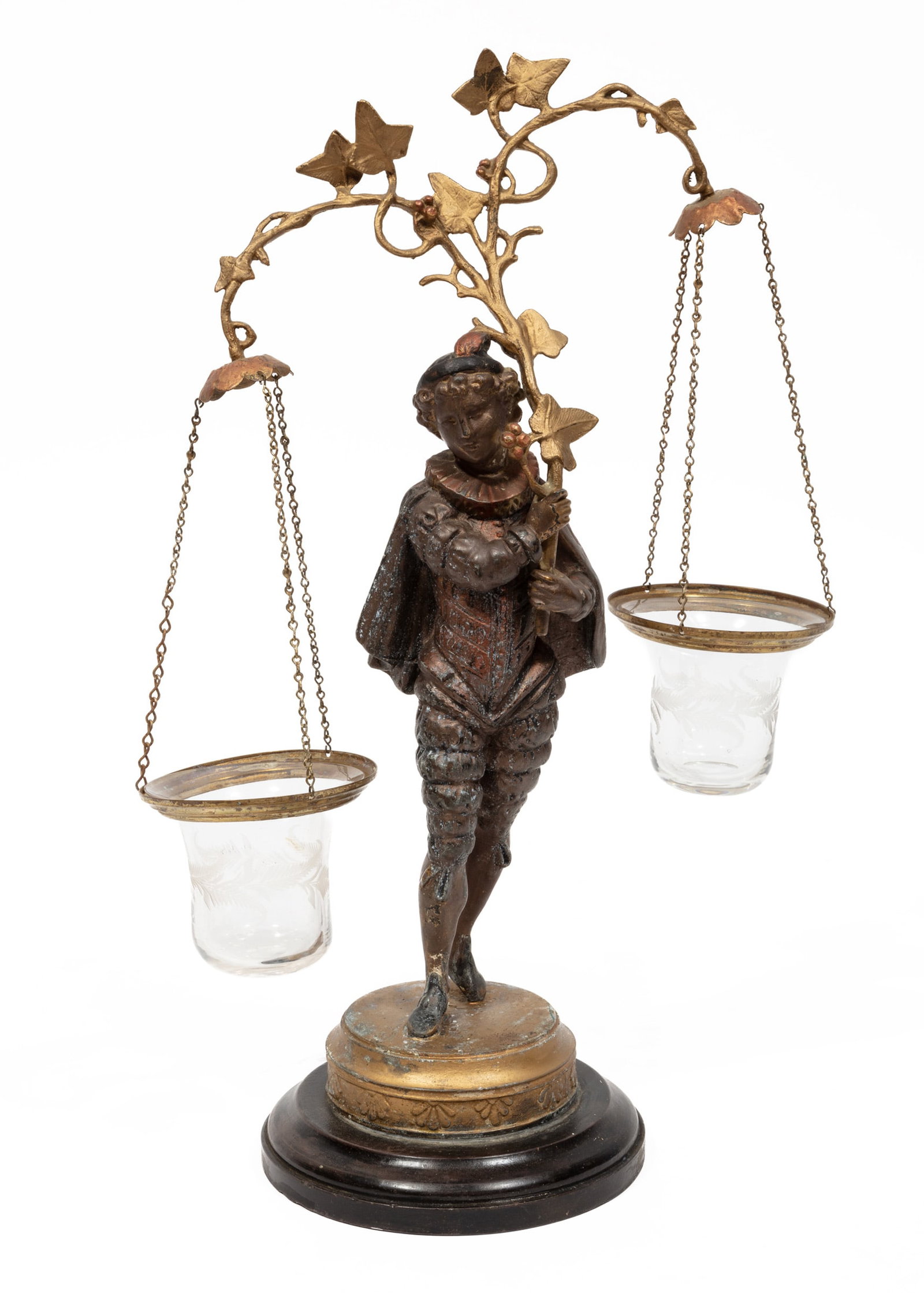 American Patinated and Gilt Brass Two-Light Lamp (1 of 3)