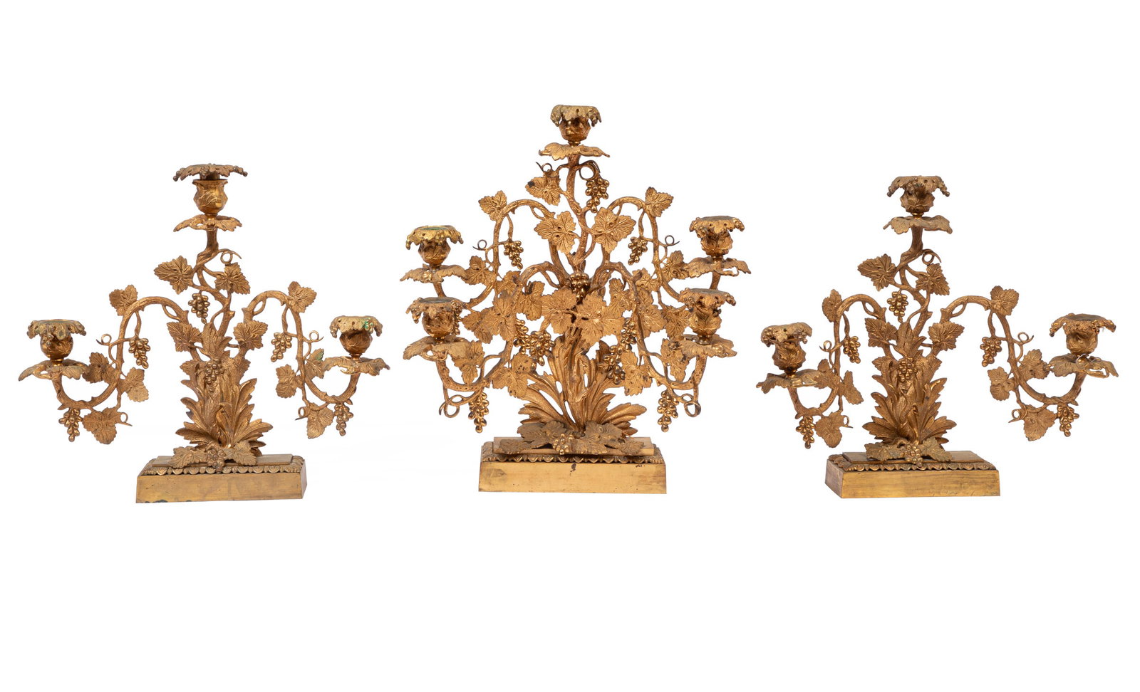 American Gilt Brass Three-Piece Girandole Garniture (1 of 8)