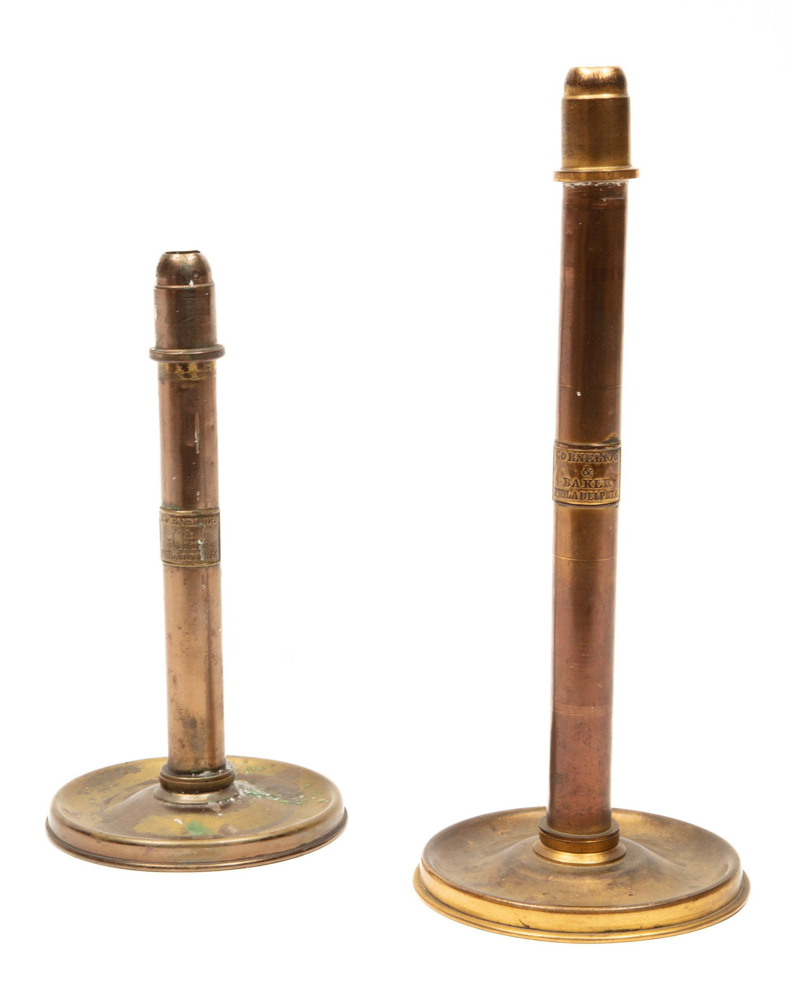 Two American Brass Spring-Loaded Candlesticks (1 of 3)