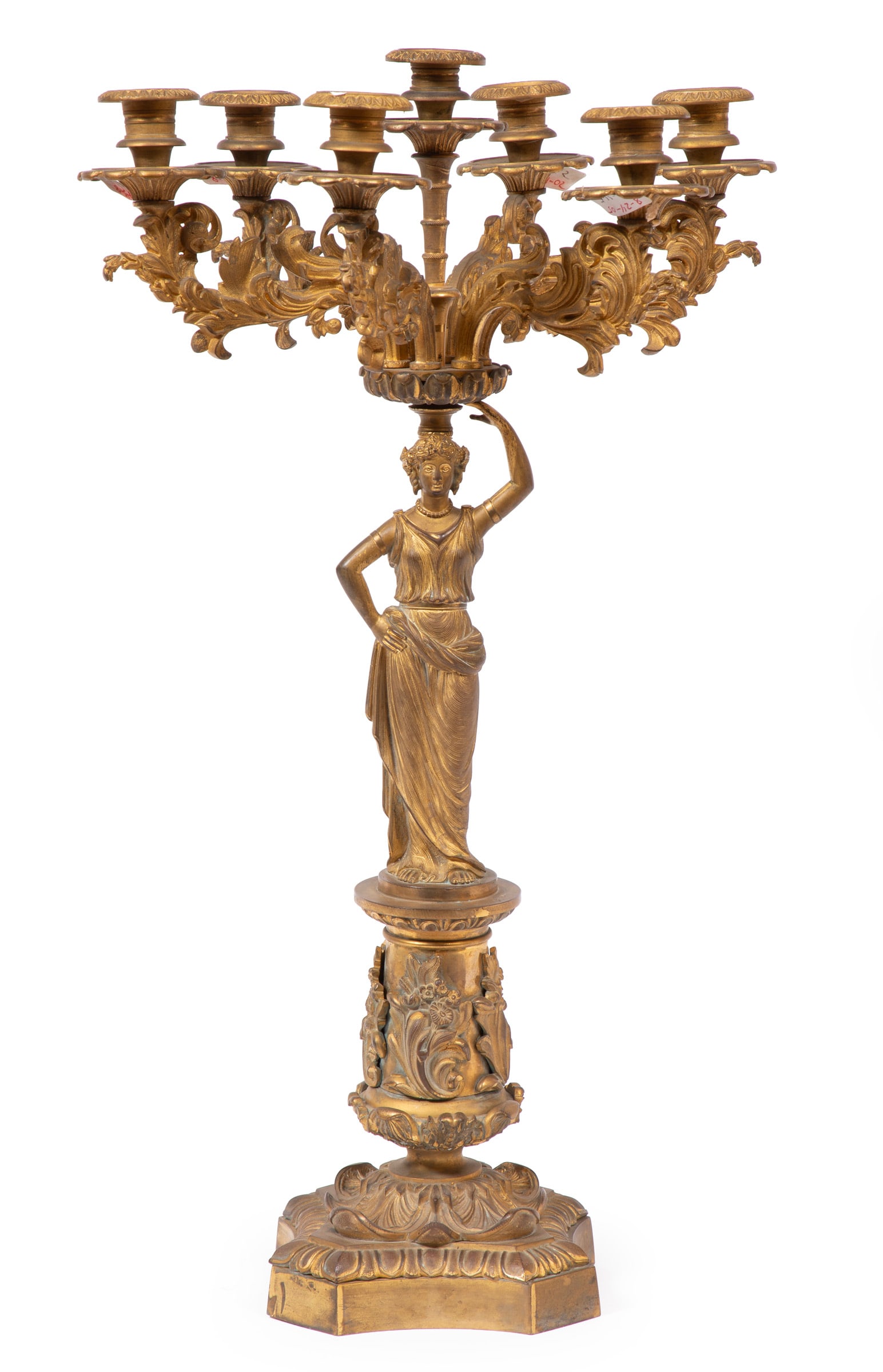 American Gilt Bronze and Brass Seven-Light Figural Candelabrum (1 of 4)