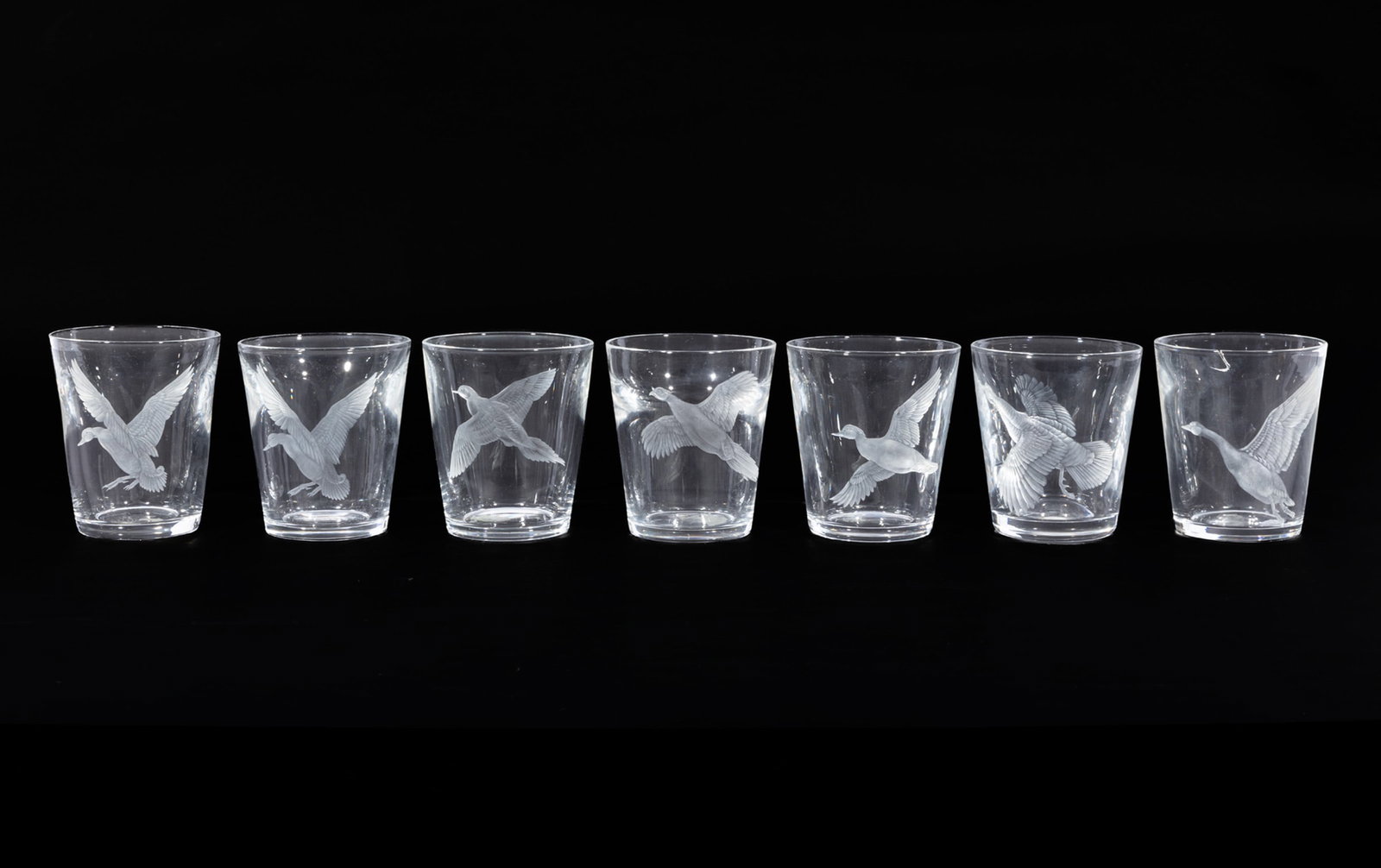Seven Steuben Engraved Glass Double Old Fashioned Tumblers (1 of 4)