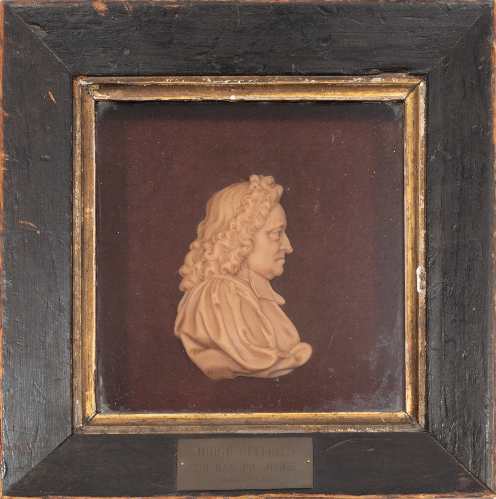 Miniature Wax Relief: Miniature Wax Relief, "Judge Jeffries - The Hanging Judge", framed with title plaque. Provenance: Collection of Cynthia A. Samuel, New Orleans, LA.