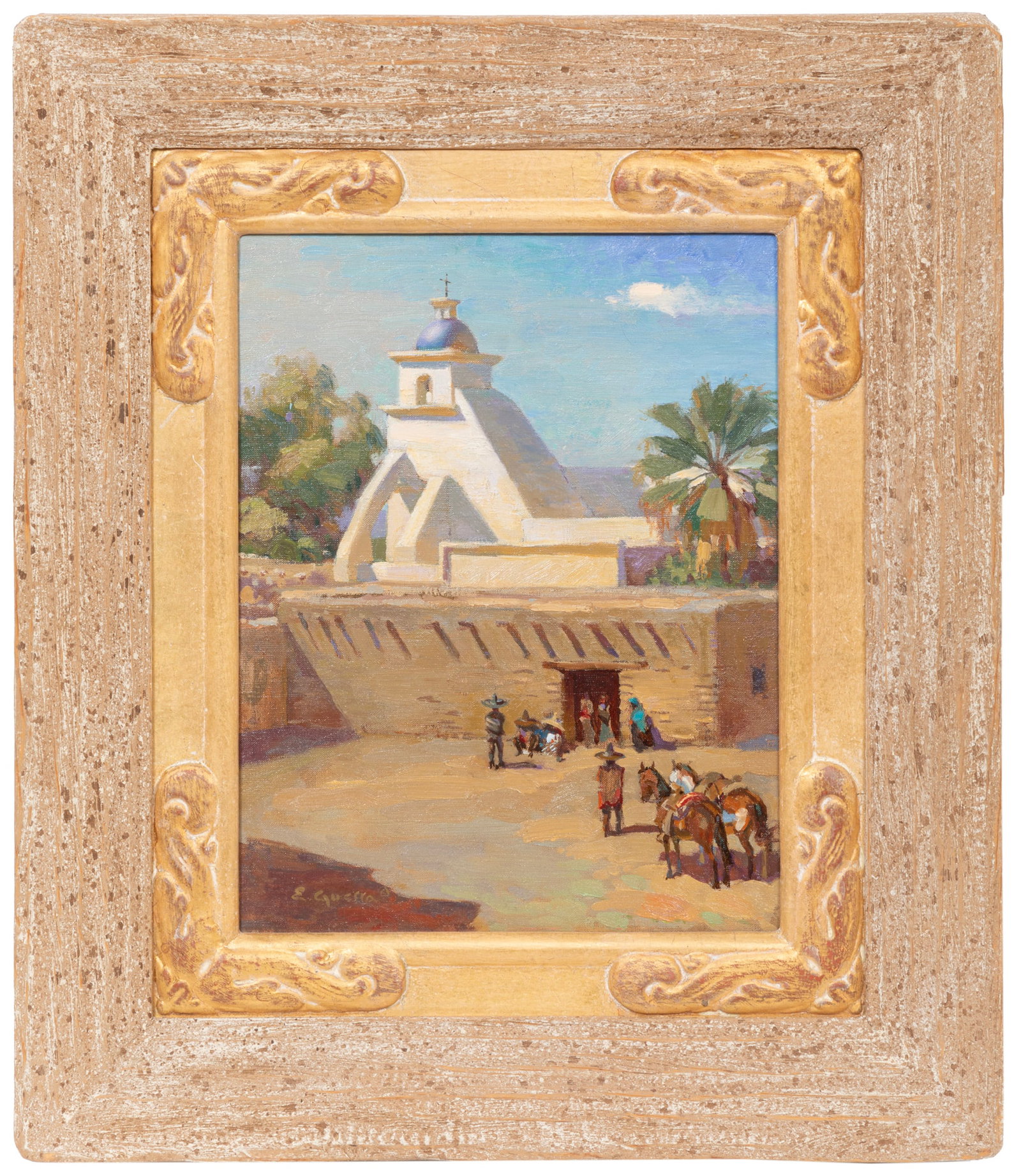 Enrique Guerra, American/Texas 20th c., "Hacienda Santa Maria Satillo", oil on canvas (1 of 7)