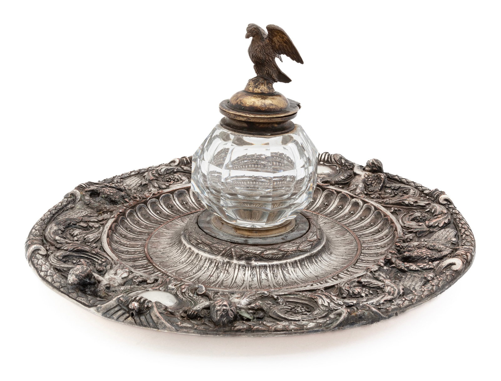 Monumental Silverplate and Crystal Inkstand in the Classical Taste (1 of 2)