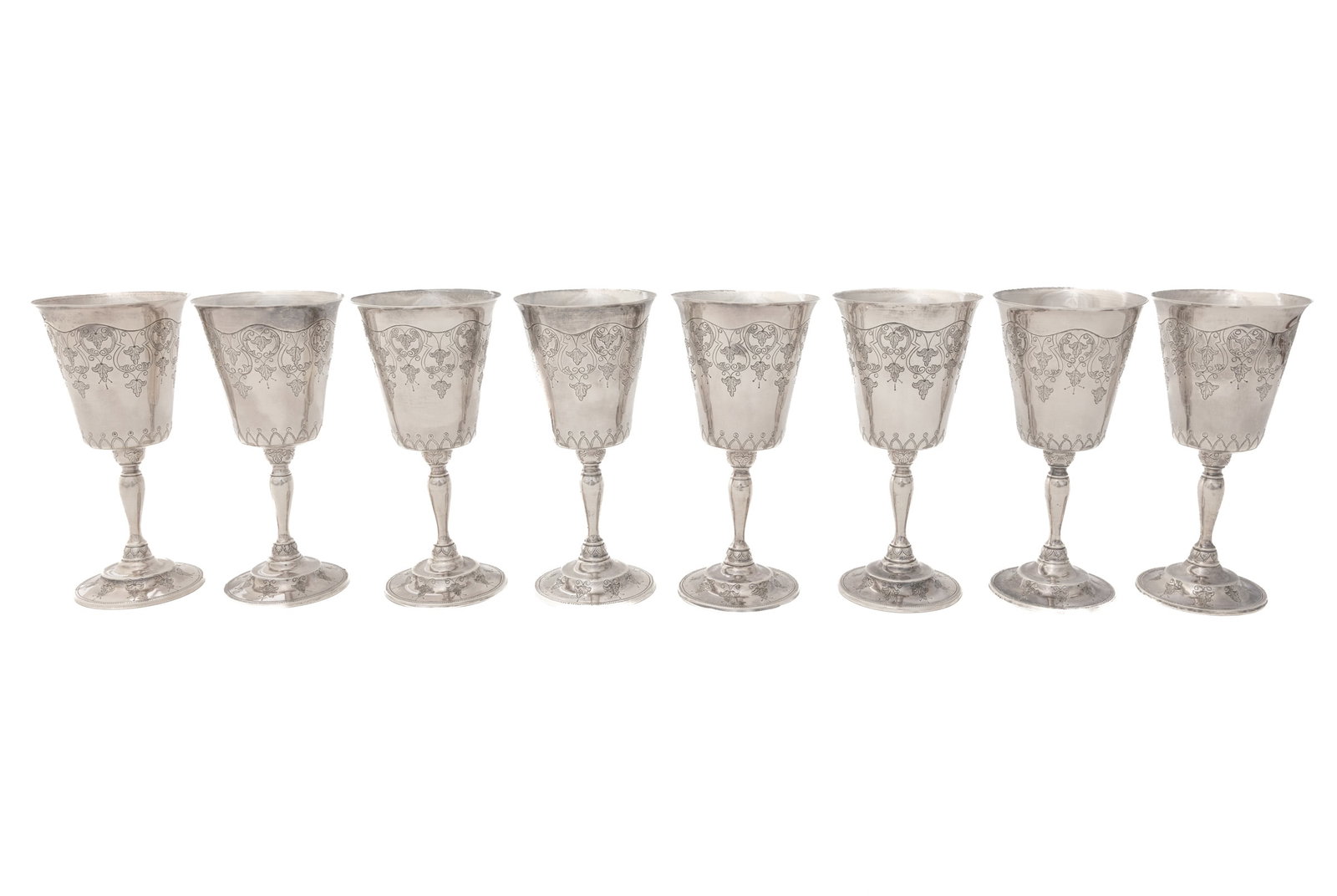 Set of Eight Mexican Sterling Silver Water Goblets (1 of 4)