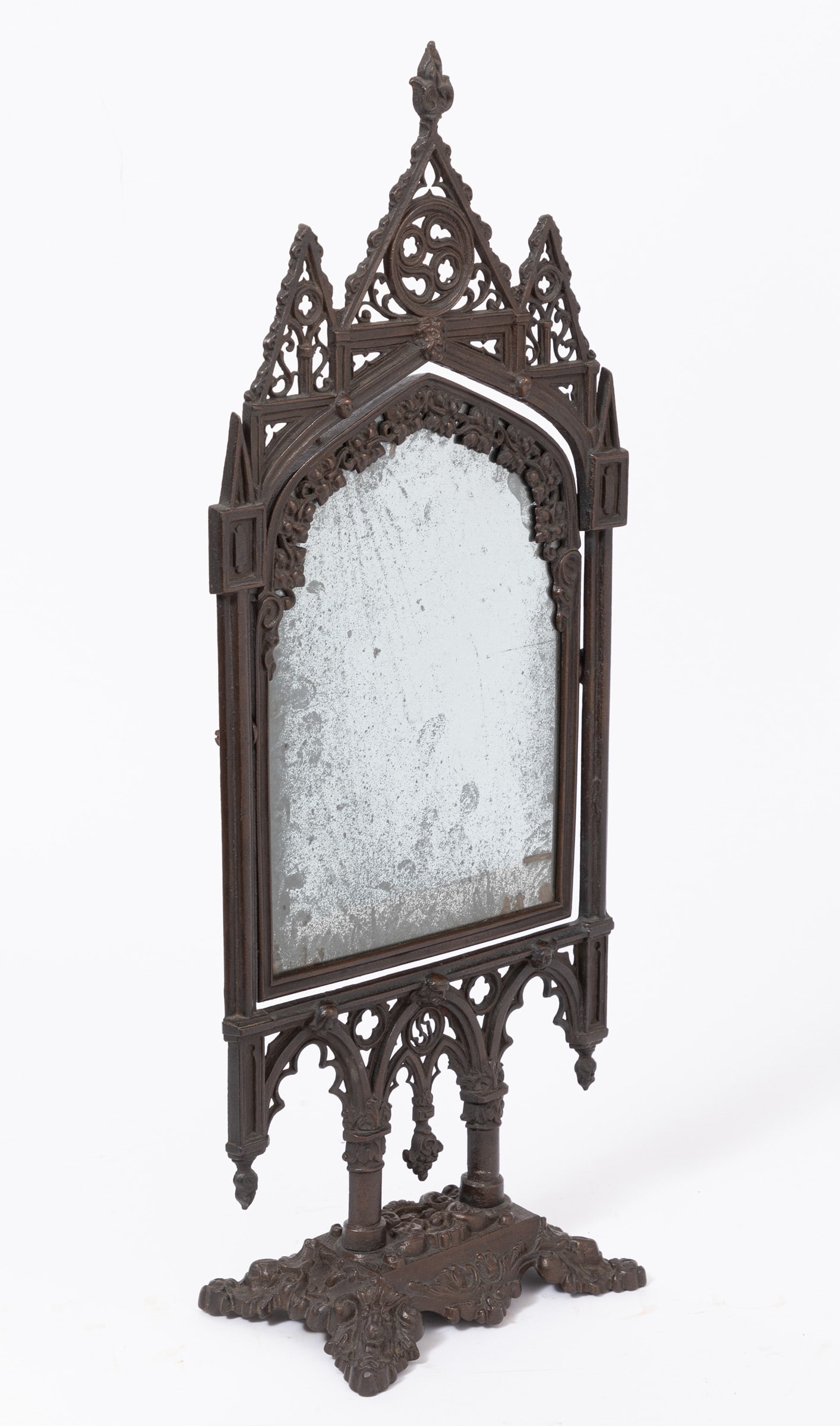 Antique English Cast Iron Dressing Mirror in the Gothic Taste (1 of 3)