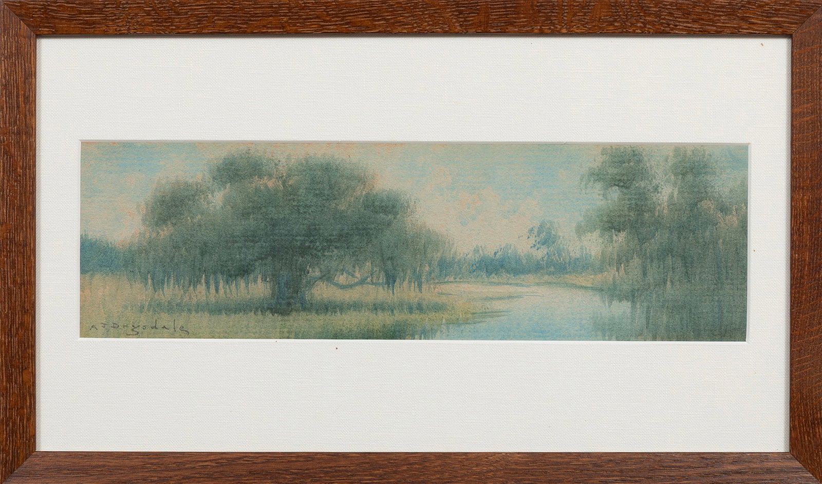 Alexander John Drysdale, American/Louisiana 1870-1934, "Louisiana Bayou", oil wash on board (1 of 4)