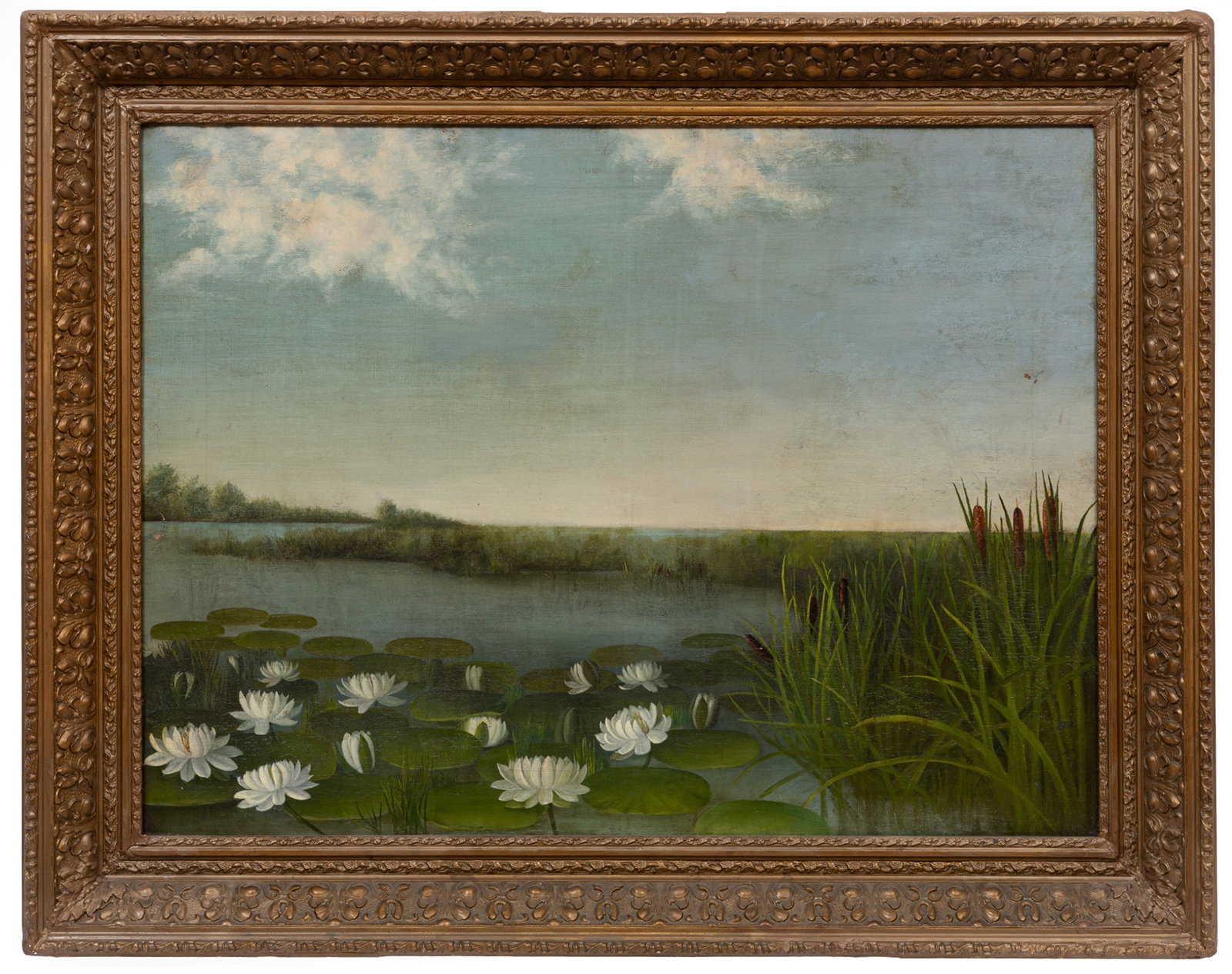 Southern School 19th c., "Marsh Landscape", oil on canvas (1 of 3)