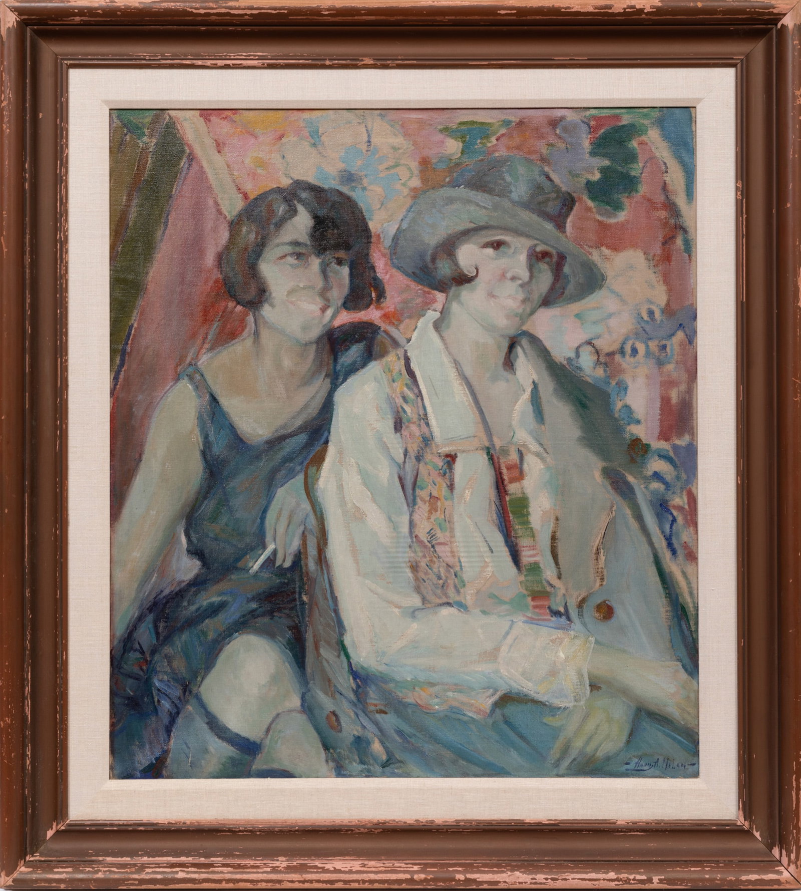 Harry Armstrong Nolan, American/Louisiana 1891-1929, "Flappers", oil on canvas: Harry Armstrong Nolan American/Louisiana, 1891-1929 "Flappers" oil on canvas signed lower right, framed. 32 1/8 x 28 1/4 in. (81.6 x 71.8 cm.), Frame: 41 1/2 x 37 1/2 x 2 in. (105.4 x 95.3 x 5.1 cm.)