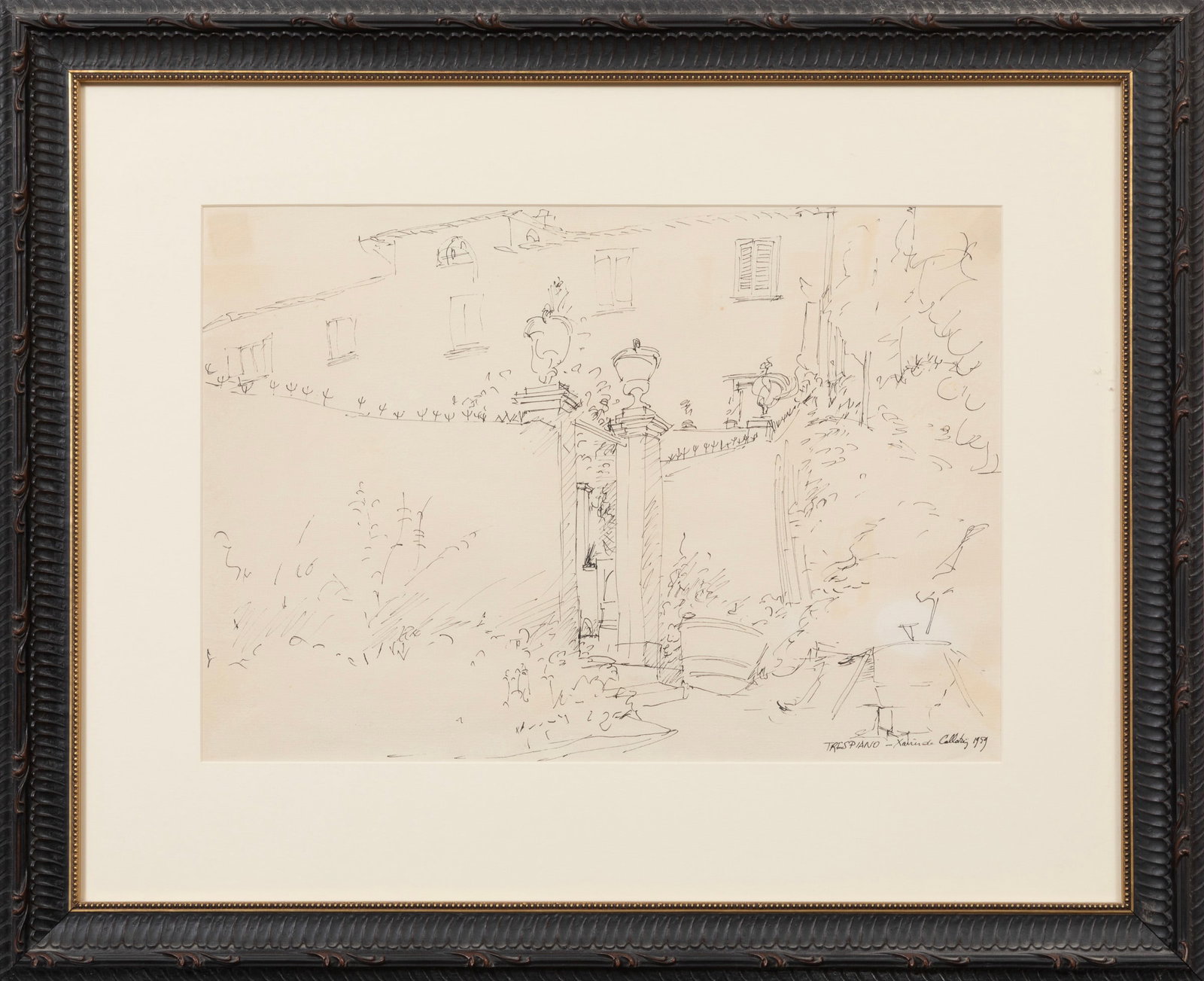Xavier de Callatay, Belgian/Louisiana 1932-1999, "Tres Piano", ink on paper (1 of 4)