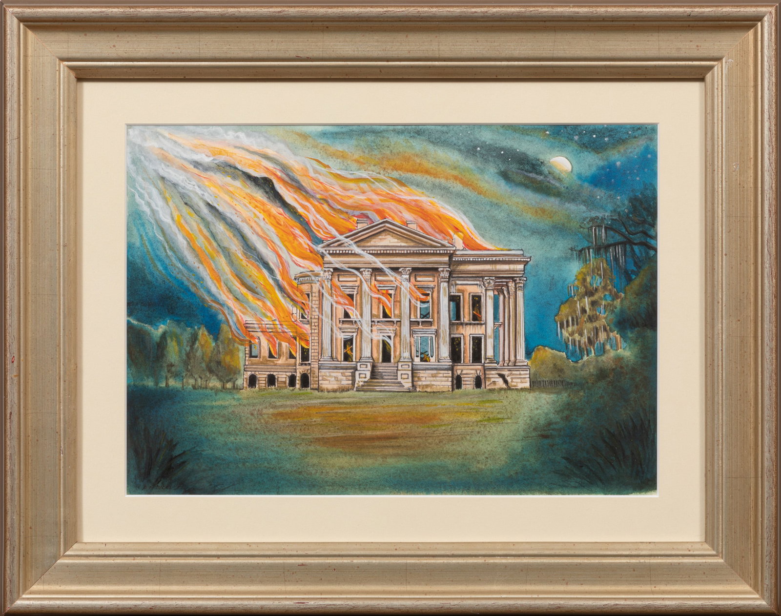 Arthur Frederick Dicks, British/Australia 1935-1994, "Belle Grove Plantation", watercolor and ink on: Arthur Frederick Dicks British/Australia, 1935-1994 "Belle Grove Plantation" watercolor and ink on paper 1952, signed and dated lower left, handwritten letter from artist with signature and date en ve