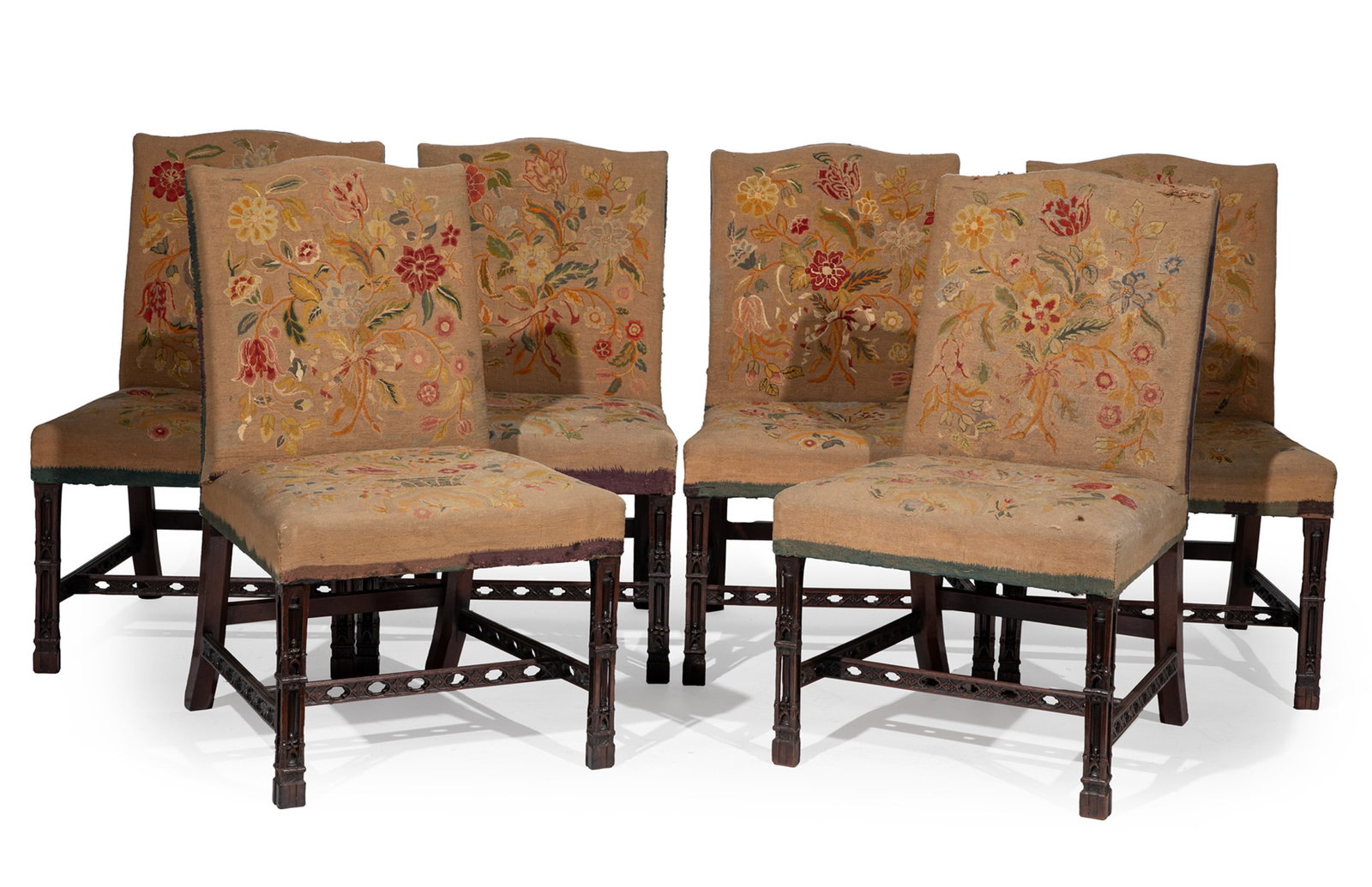 Suite of Six Georgian Carved Mahogany Backstools or Chairs (1 of 5)