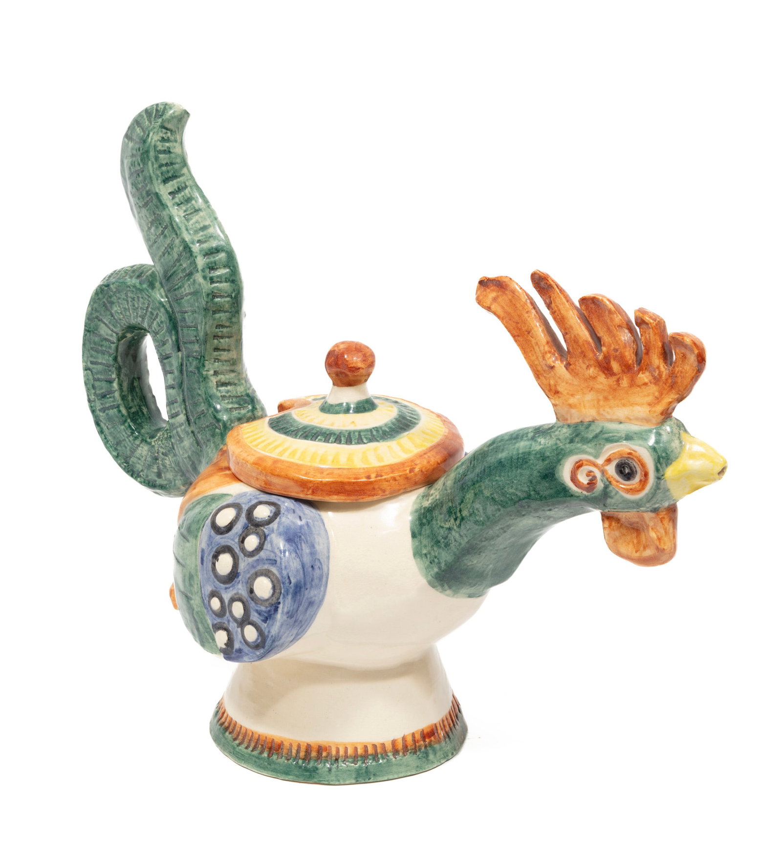 Shearwater Art Pottery "Rooster" Teapot: Shearwater Art Pottery "Rooster" Teapot 1989, originally designed by Walter Inglis Anderson 12 1/2 x 15 1/4 x 7 in. (31.8 x 38.7 x 17.8 cm.)