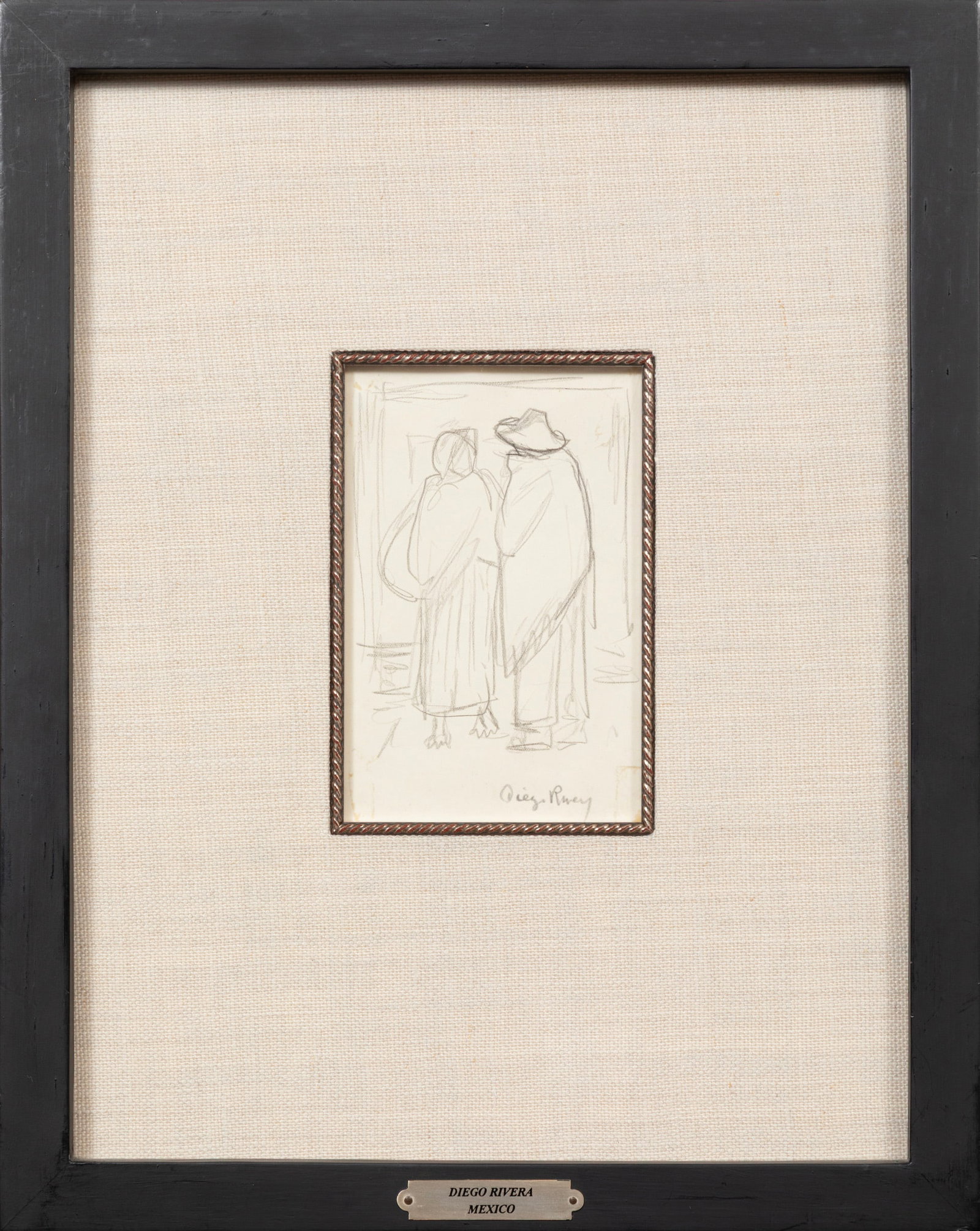 Diego Rivera, Mexican 1886-1957, "Pareja Campesina", graphite on paper (1 of 4)