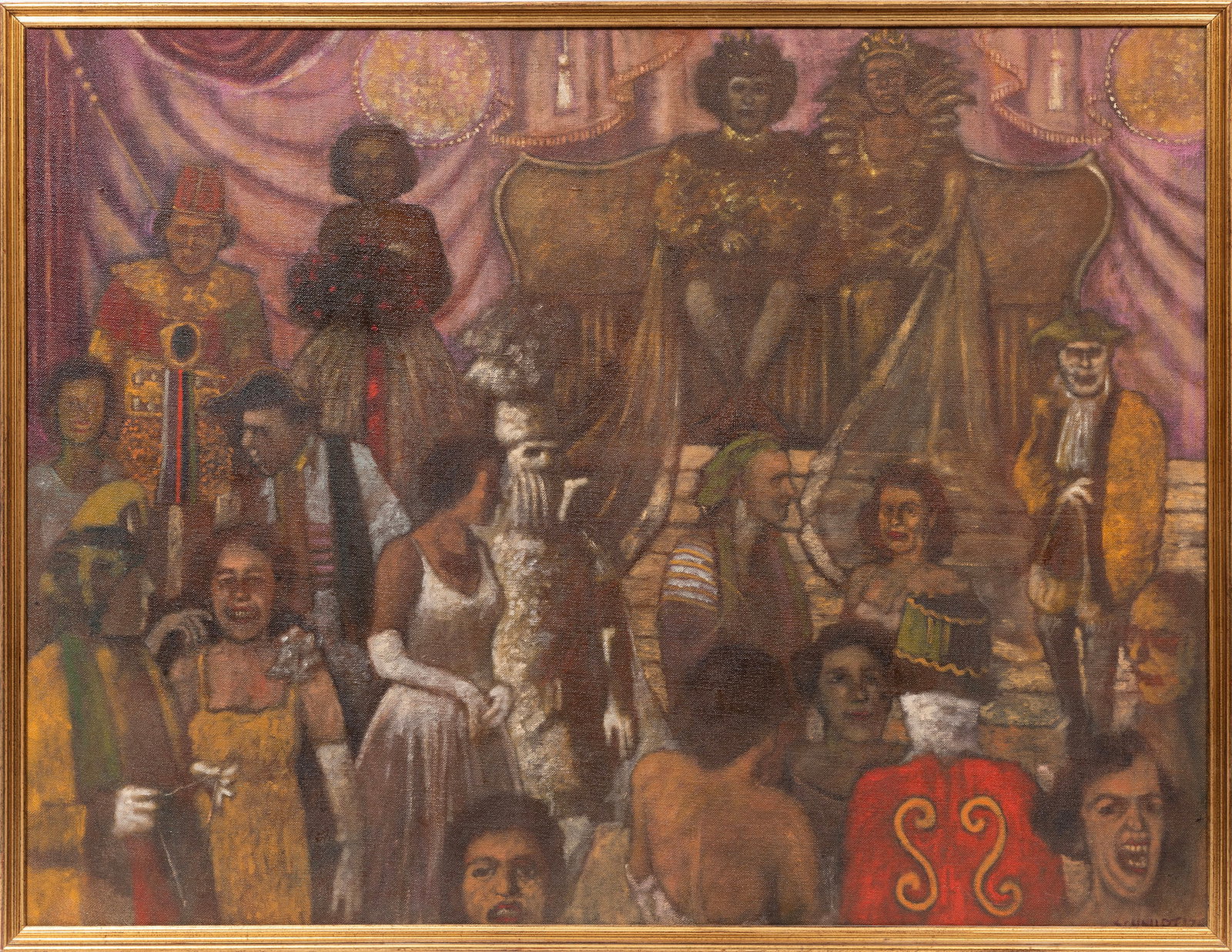George Schmidt, American/Louisiana b. 1944, "Mardi Gras Ball", oil on canvas (1 of 3)