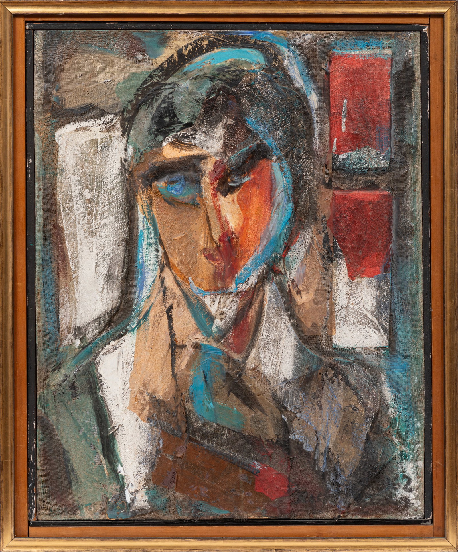 Ralph Chesse, American/Louisiana 1900-1991, "Portrait of a Woman", oil and mixed media on panel (1 of 4)