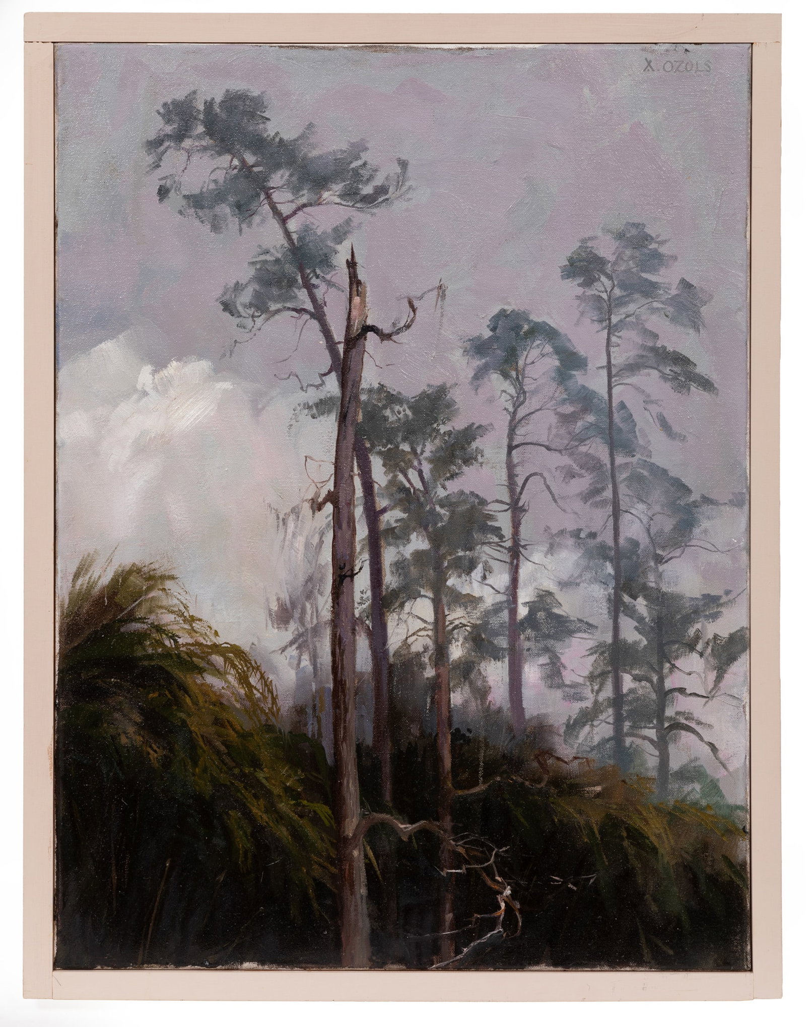 Auseklis Ozols, Latvian/Louisiana b. 1941, "Tenacity (Abita Springs)", oil on canvas: Auseklis Ozols Latvian/Louisiana, b. 1941 "Tenacity (Abita Springs)" oil on canvas 2014, signed upper right, signed, titled, dated, inscribed "5" and artist card on stretcher, printed label with artis