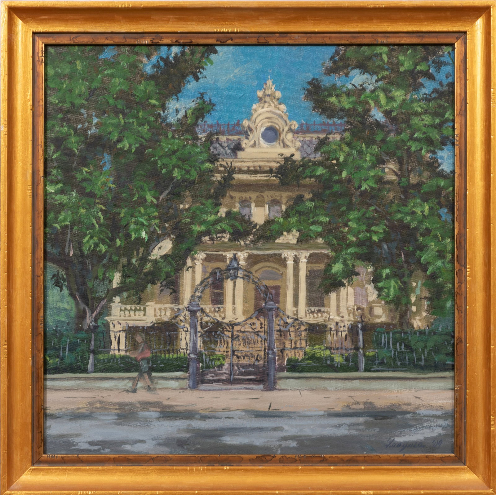 Diego Larguia, Argentinian/Louisiana 20th c., "McGehee School", oil on canvas: Diego Larguia Argentinian/Louisiana, 20th c. "McGehee School" oil on canvas 2009, signed and dated lower right, titled on backing paper, artist card with title en verso, framed. Provenance: Collection