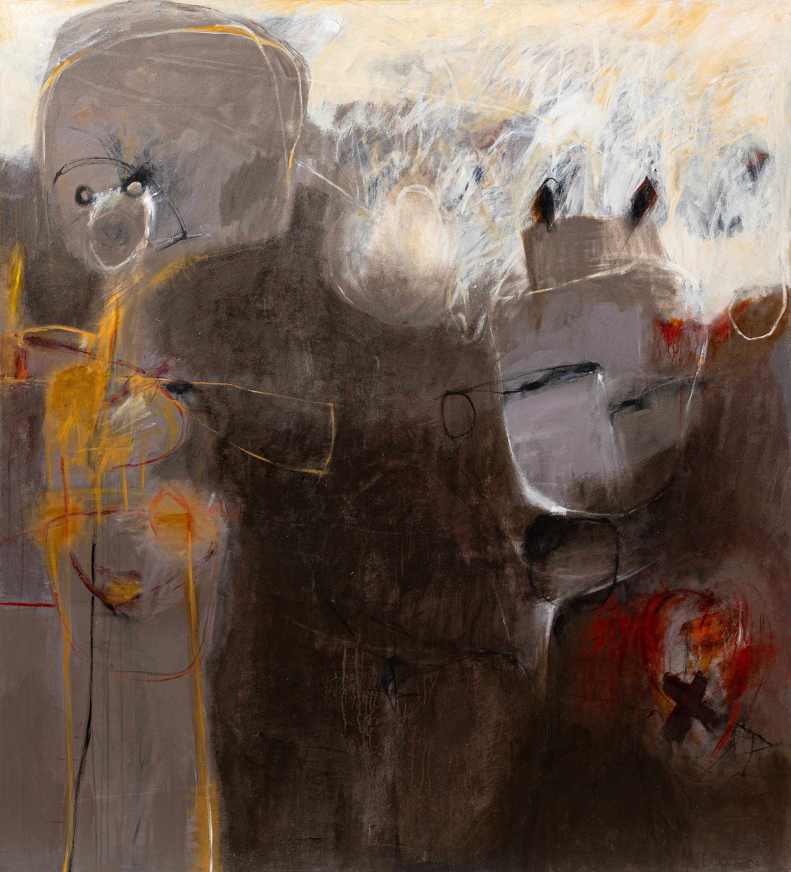 Betty Clark, American/Louisiana b. 1944, "Damaged", oil on gallery-wrapped canvas (1 of 3)