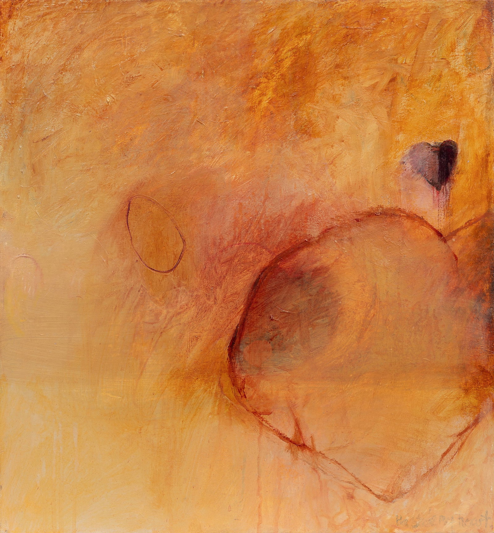 Betty Clark, American/Louisiana b. 1944, "Floating Love", oil on gallery-wrapped canvas: Betty Clark American/Louisiana, b. 1944 "Floating Love" oil on gallery-wrapped canvas 2005, inscribed "He Stole My Heart" lower right, signed, titled and dated en verso, unframed. 26 x 24 in. (66 x 61