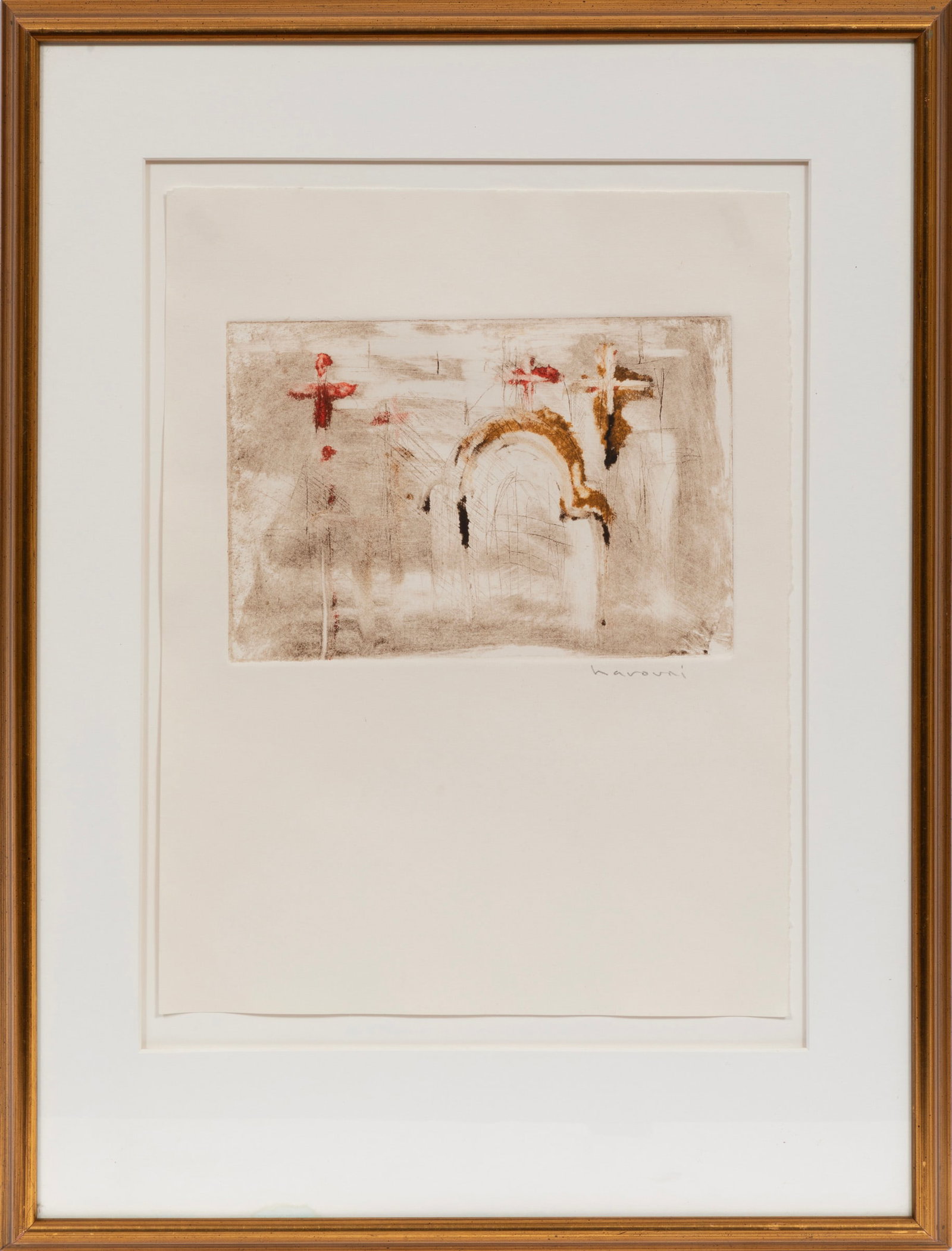David Harouni, Iranian/Louisiana b. 1962, ?Cemeteries?, 1 monoprint and 3 drypoint etchings on paper (1 of 9)