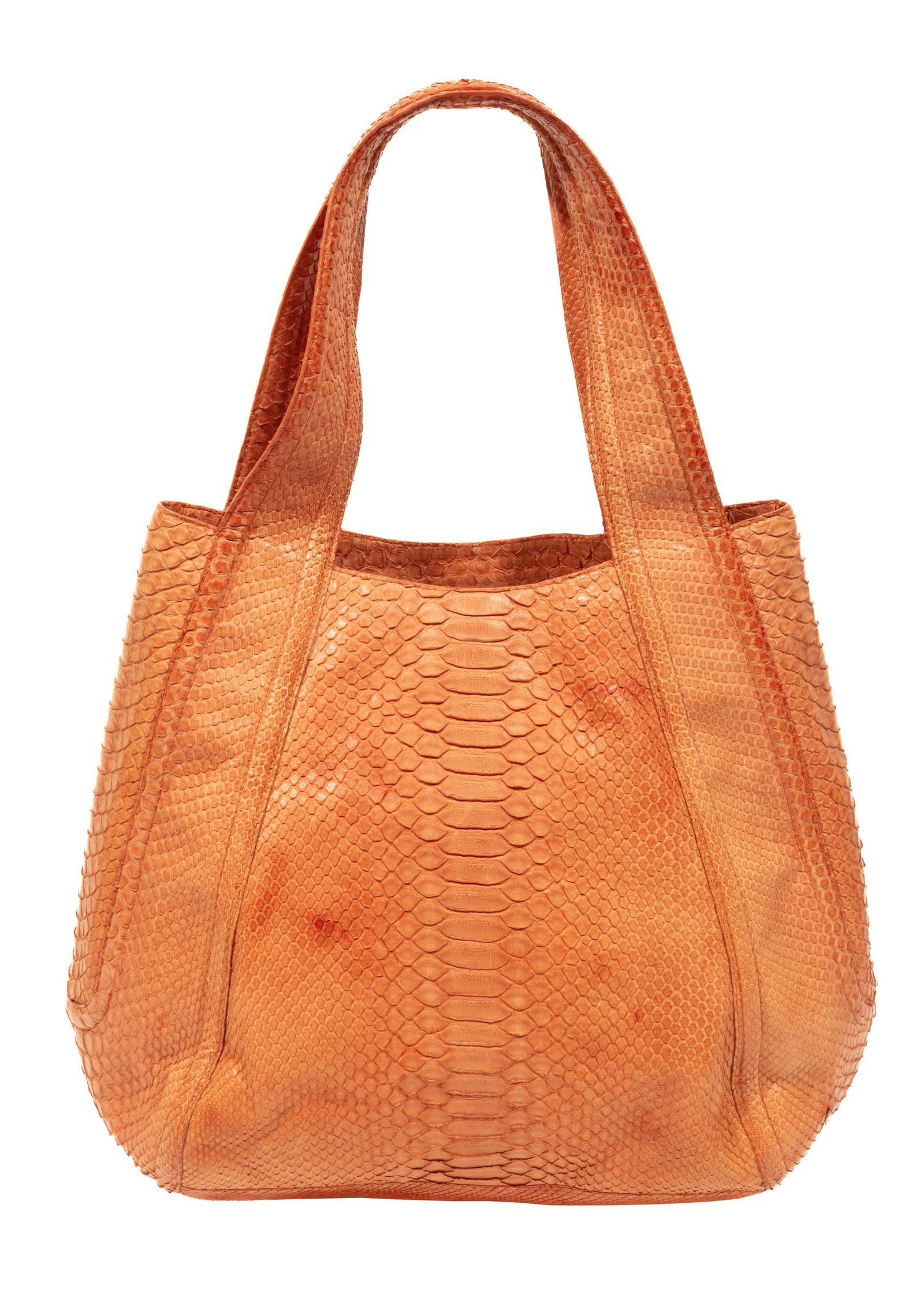 Nancy Gonzalez Python Leather Hobo Handbag: Nancy Gonzalez Python Leather Hobo Handbag labeled, h. 12 in., w. 11 in, d. 5 in., strap drop h. 7 in.