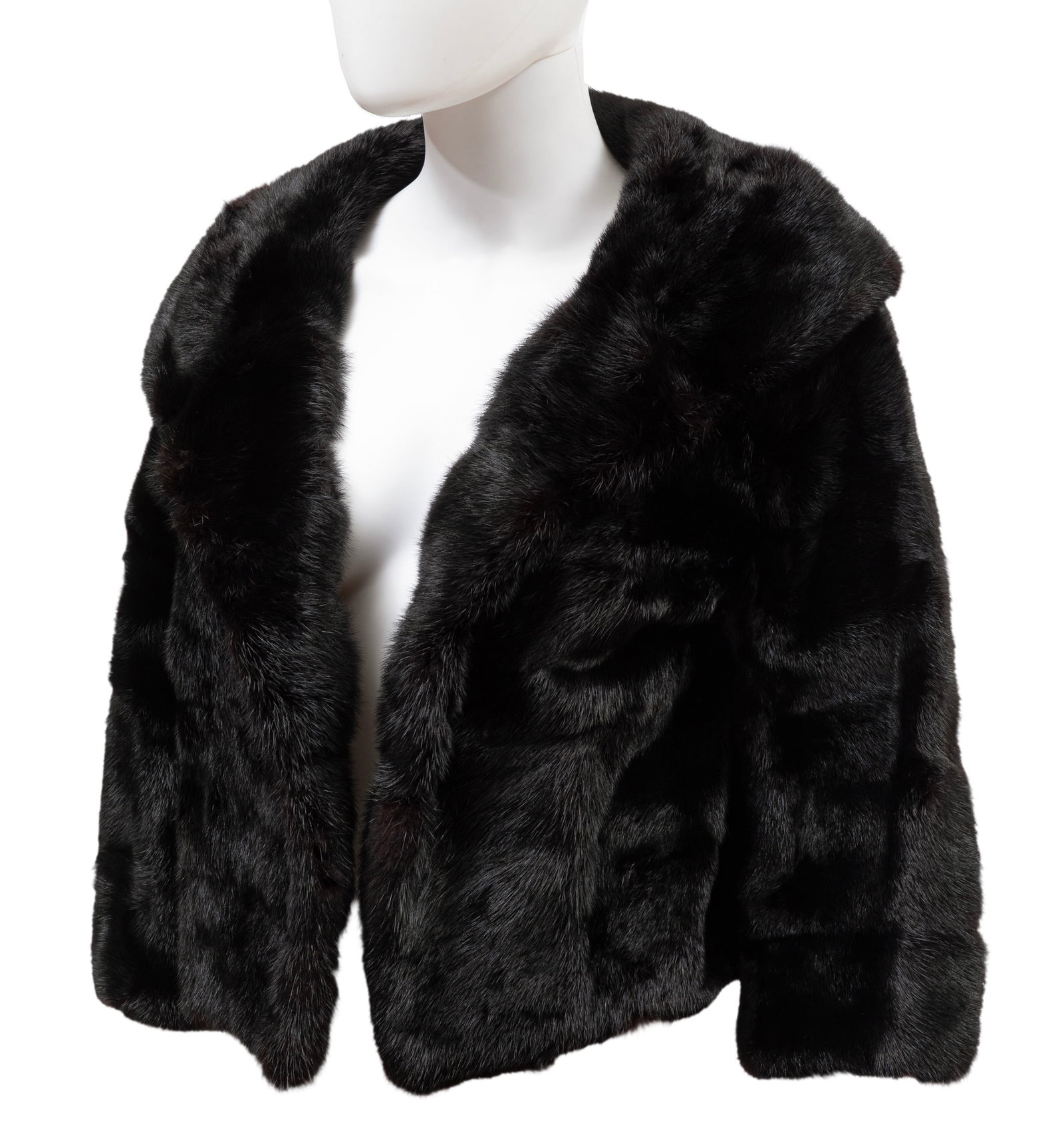 Vintage Black Mink Jacket with Stand-up Collar (1 of 5)